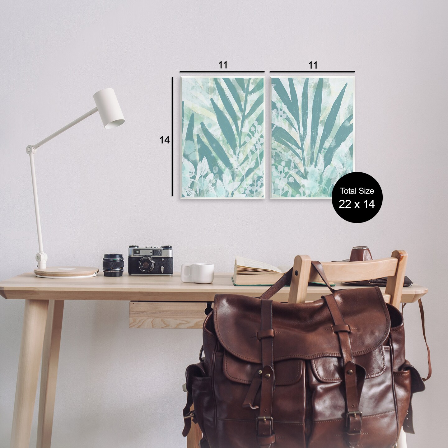 Stupell Industries Teal Palm Fronds 2 pc Wall Plaque Art Set Design by June Erica Vess