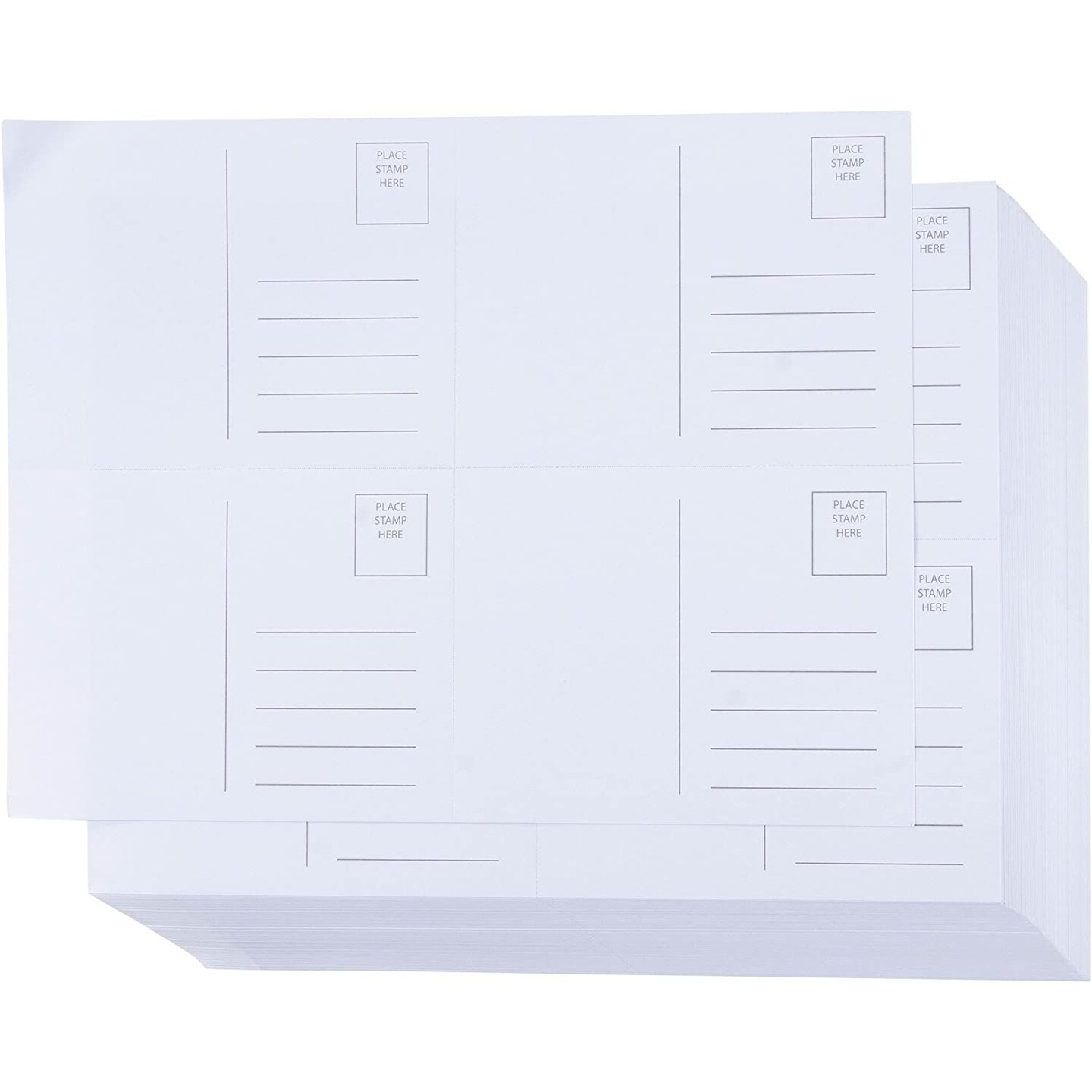 Blank Postcards - 100-Sheet Kraft Paper Postcards, Self Mailer Mailing Side Postcards, 4 Per Page 400 Cards in Total, White, Perforated, 4 x 6 Inches