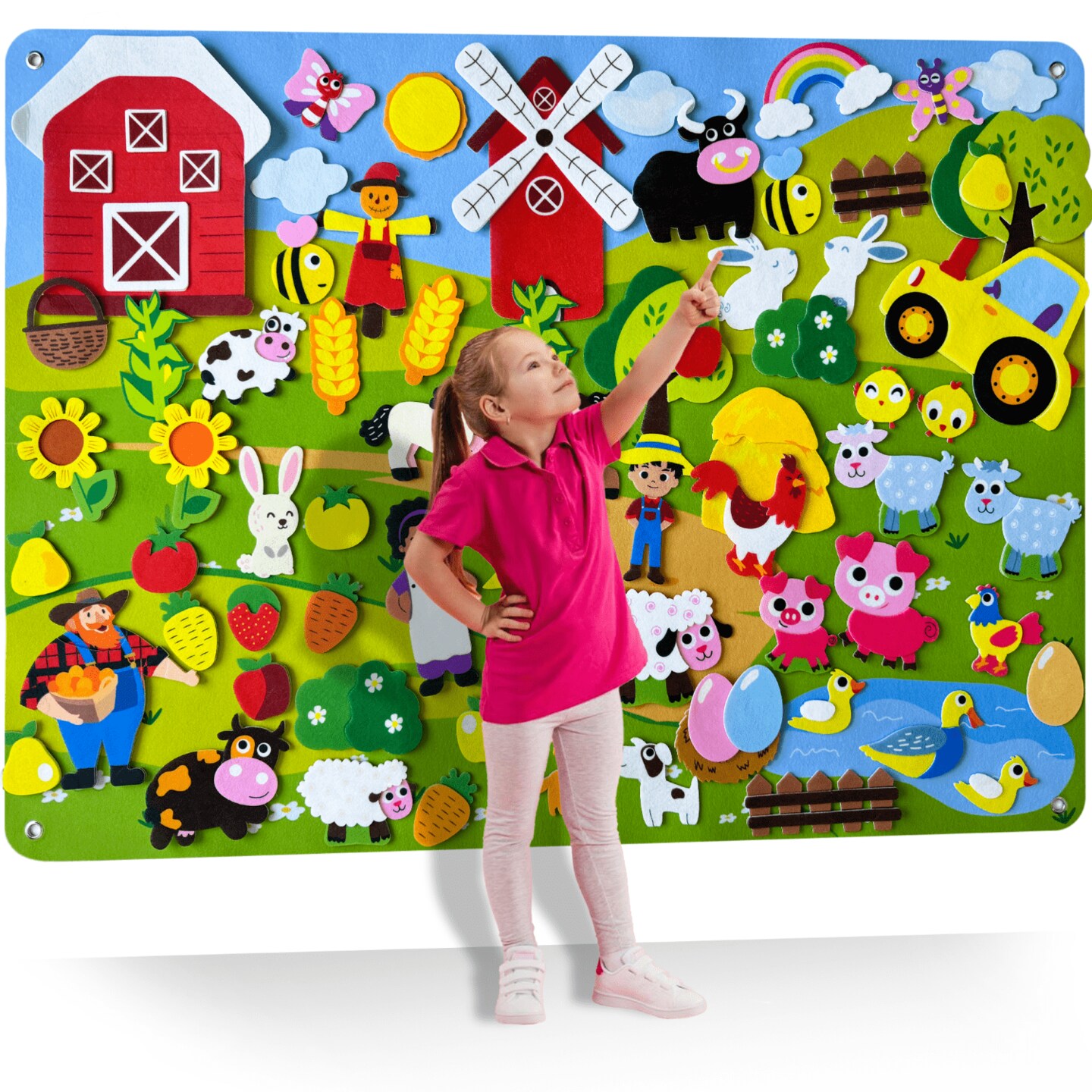 Felt Board for Toddlers - 70 PCS Double-Thick Felt Board Story Set with Large 41x30 Inch Durable Felt Wall Activity Board - Ideal for Storytelling Indoor Toddler Activities and Classroom