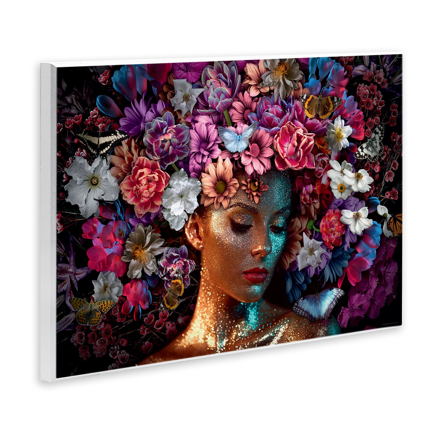 Stupell Industries Glitz Woman with Florals Wall Plaque Art Design by Reinders