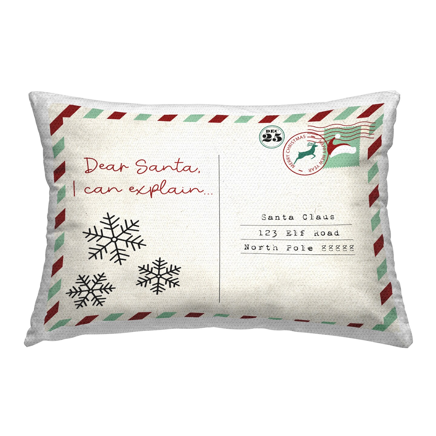 Dear Santa Holiday Postcard Design by Lil&#x27; Rue Outdoor Printed Pillow 