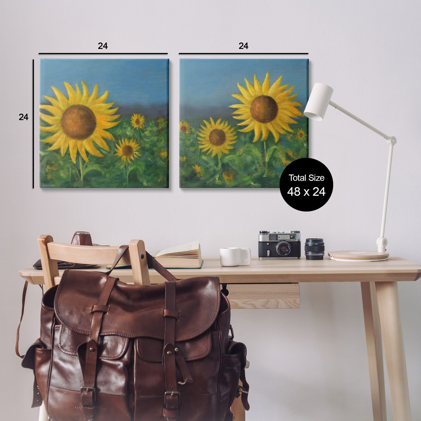 Stupell Industries Gorgeous Sunflower Field  2 pc Canvas Wall Art Set Design by David Swanagin