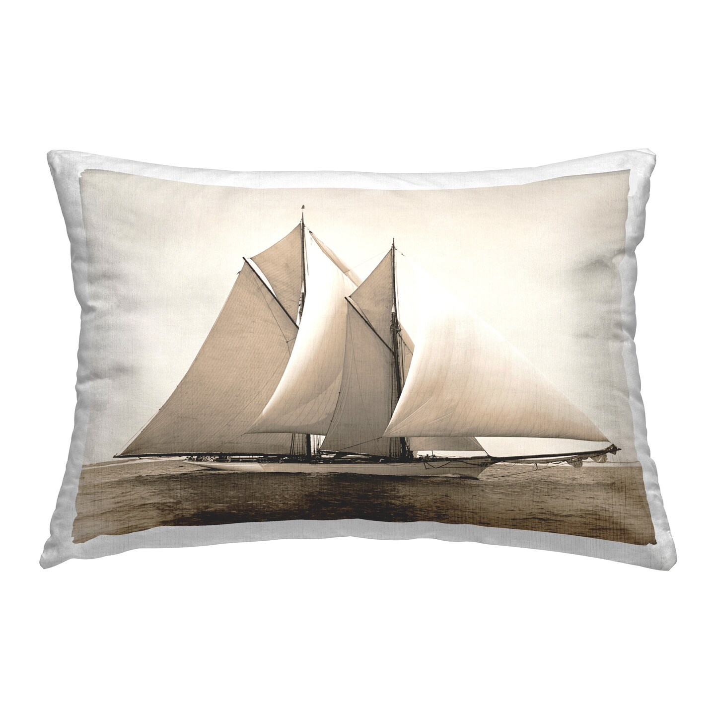 Vintage Yacht Seascape Design by GraffiTee Studios Throw Pillow