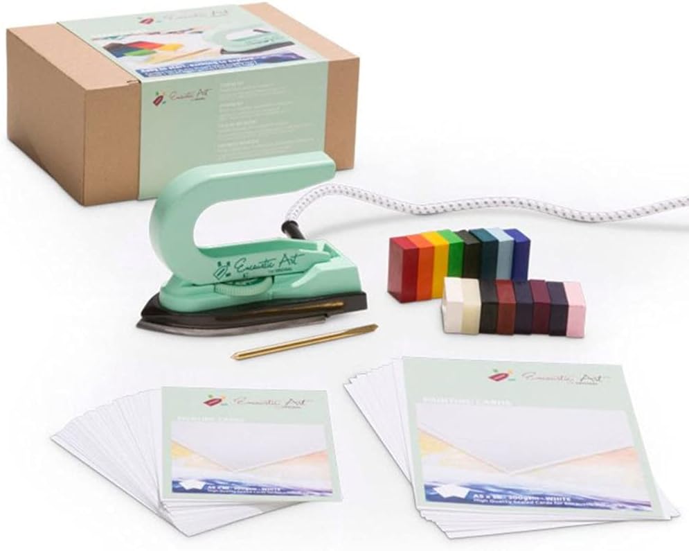 Encaustic Art The Original -Encaustic Starter Kit -Includes Painting Iron, Basic Wax Blocks Set, Cards, &#x26; Scribing Tool-Encaustic Painting Supplies