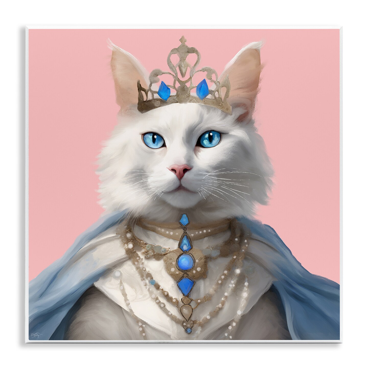 Stupell Industries Feline Princess with Crown Wall Plaque Art Design by Elizabeth Medley