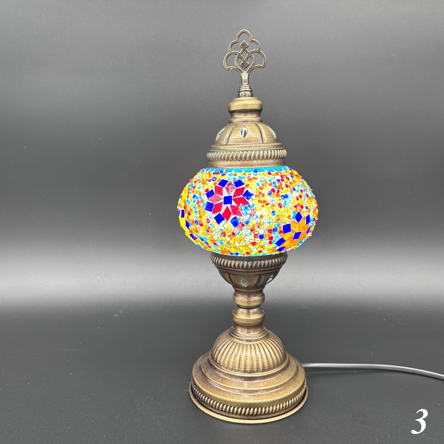 Handmade Turkish Mosaic Desk Lamp, Colorful Glass Art, Bohemian