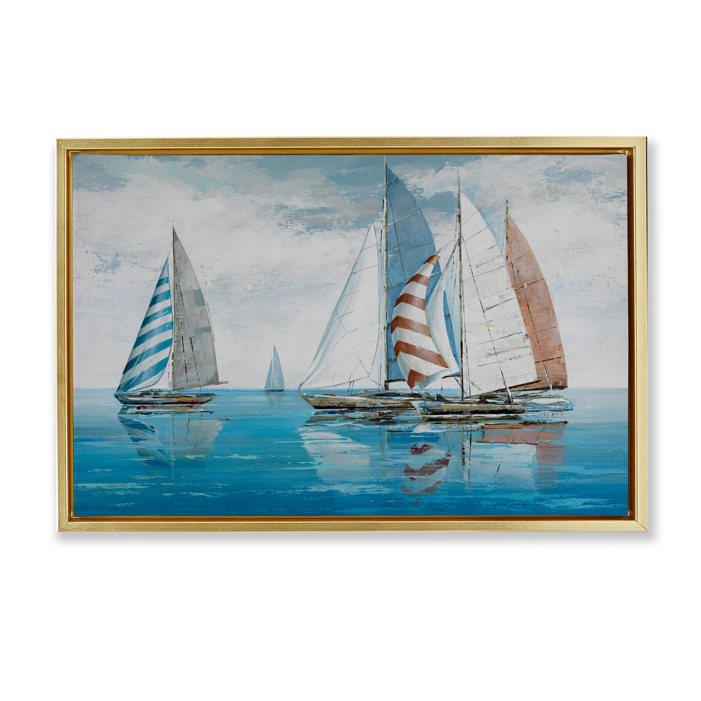 Stupell Industries Maritime Ocean Yachts Framed Floater Canvas Wall Art Design by Max Maxx