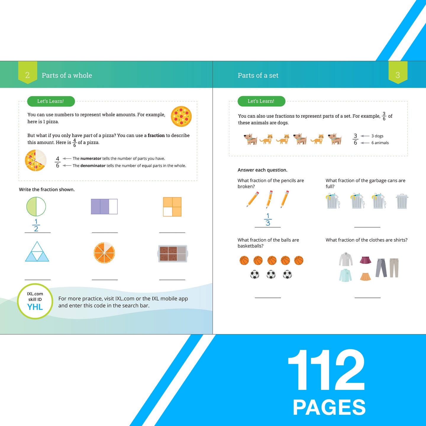 IXL Fractions &#x26; Decimals 4th Grade Math Workbooks, Mathematics Book for Kids Age 9-10 Covering Modeling, Comparing, Addition, and Subtraction Problems