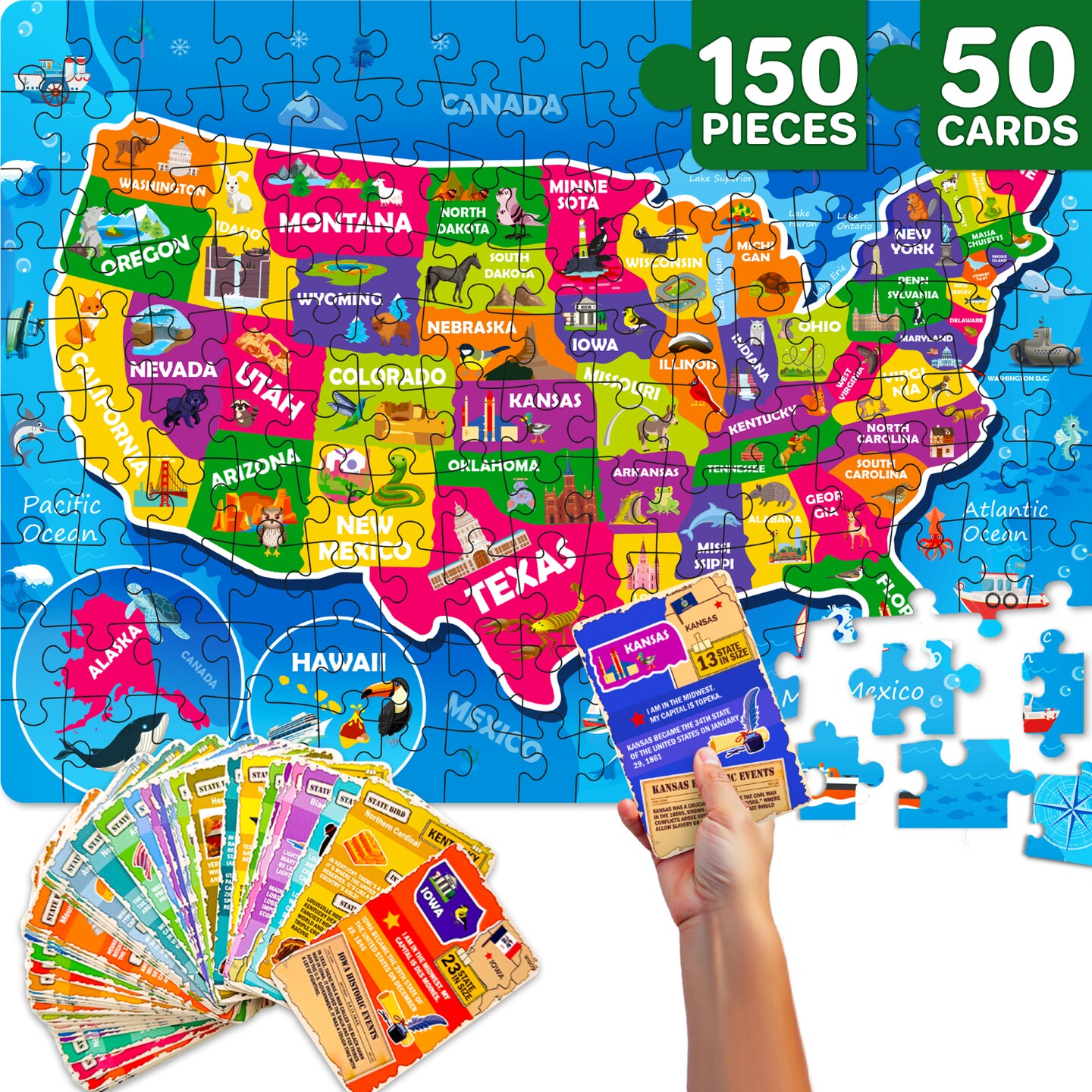 150 Pcs Jigsaw Puzzles 50 Cards For Kids | USA