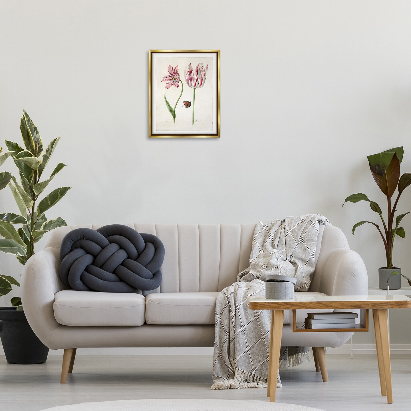 Stupell Industries Classic Tulip & Butterfly Framed Floater Canvas Wall Art Design by Jacob Marrel