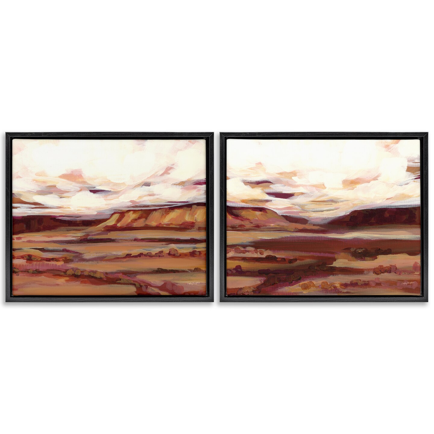 Stupell Industries Mauve Mesa Abstract Landscape 2 pc Framed Floater Canvas Wall Art Set Design by Haley Knighten