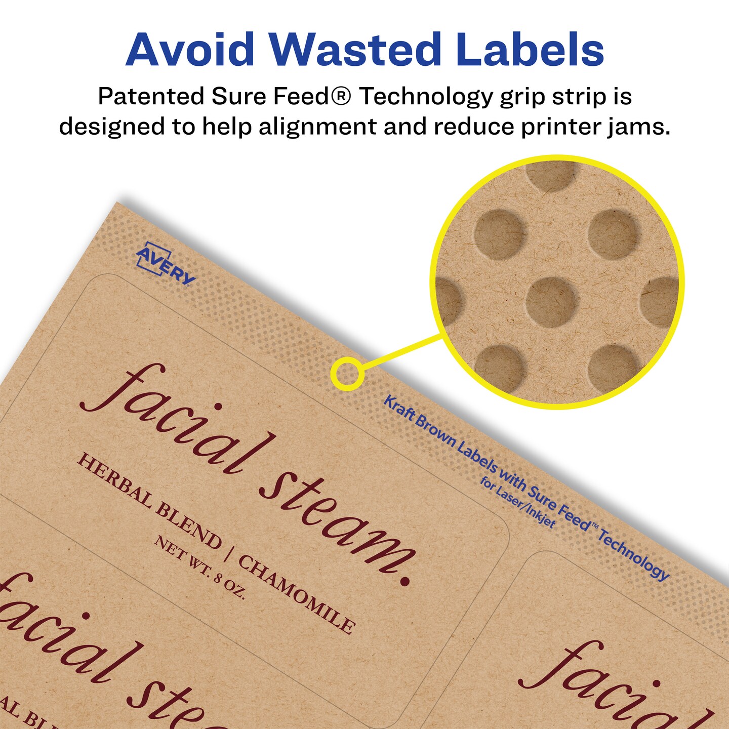 Avery Kraft Brown Rectangle Labels with Sure Feed, 2&#x22; x 3.5&#x22;