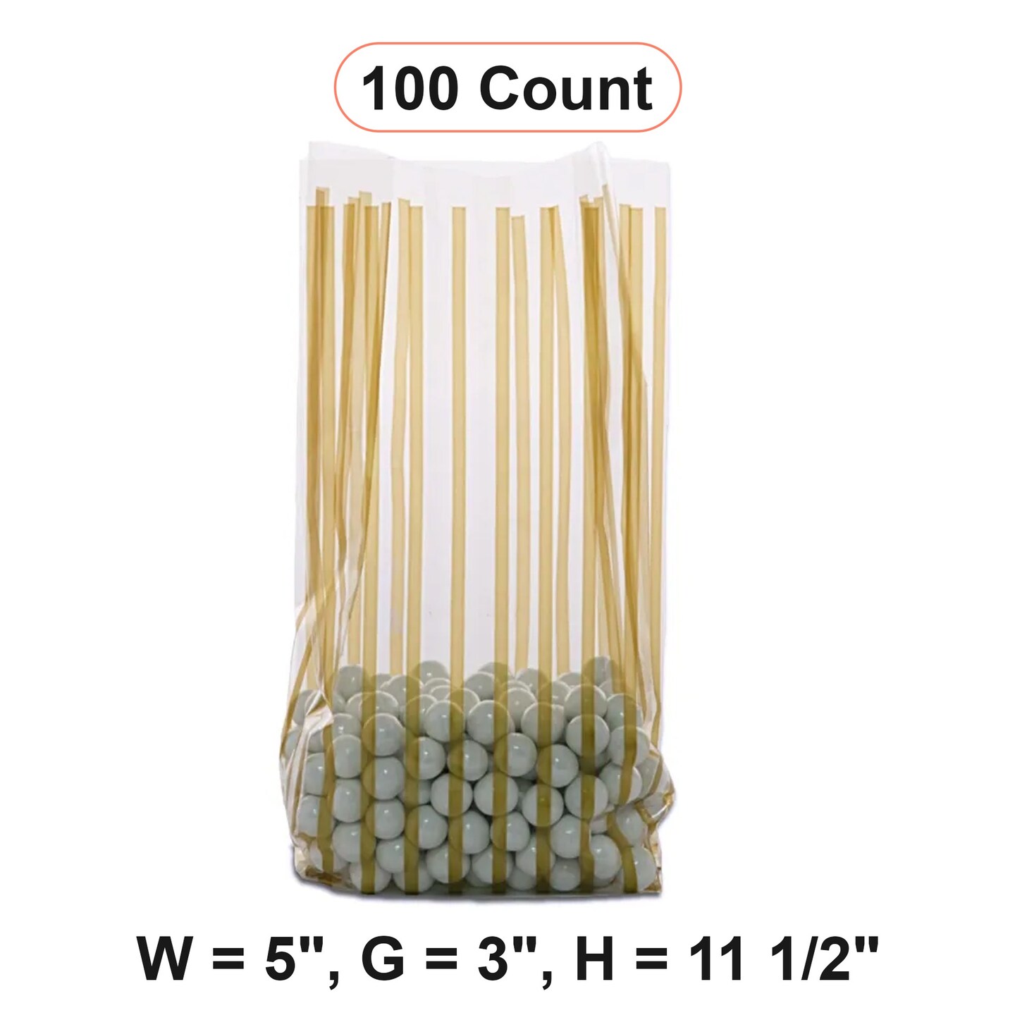 Striped 5&#x27;&#x27;x3&#x22;x11 1/2&#x22; Cello Bags for Gifts &#x26; Treats