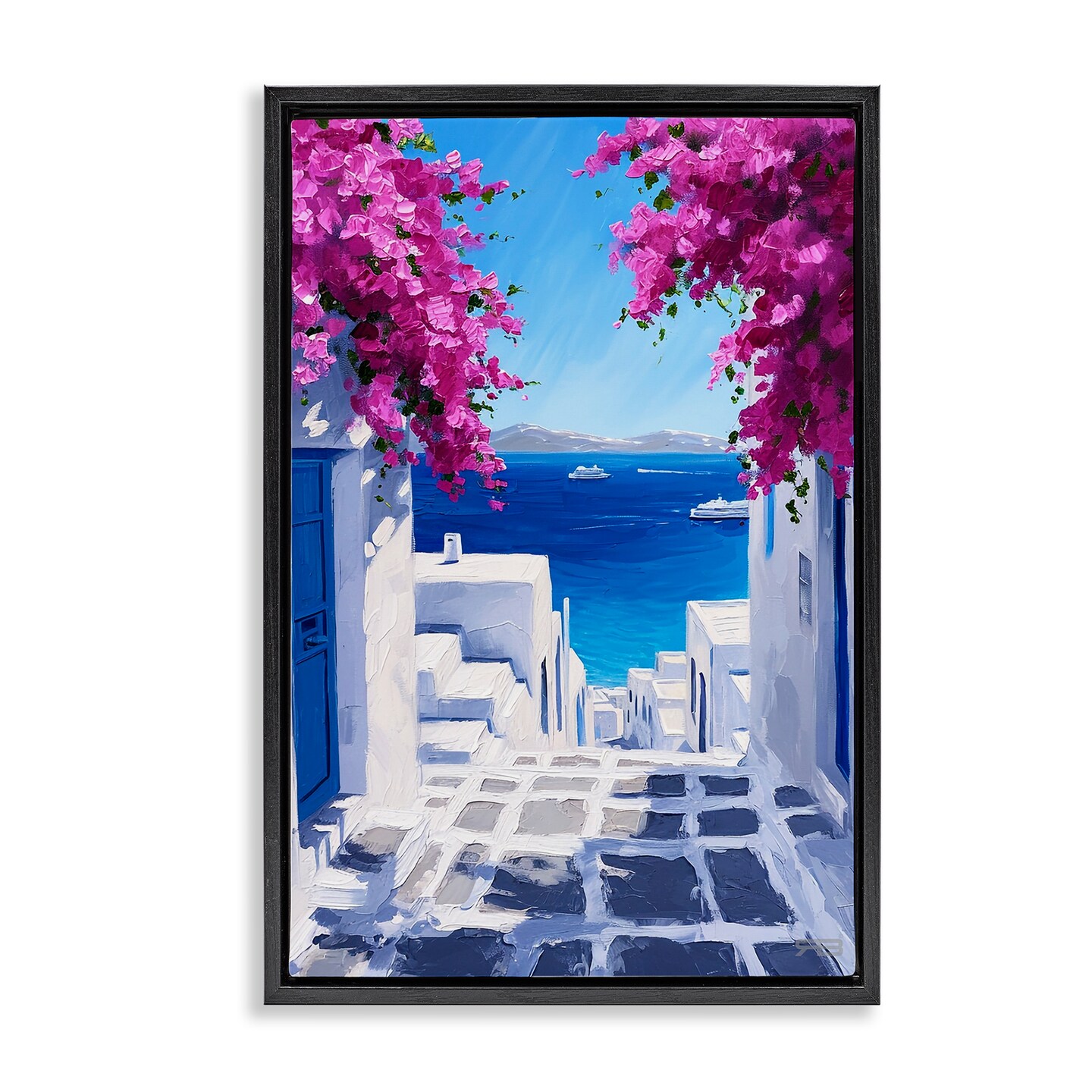 Stupell Industries Coastal Architecture Town Framed Floater Canvas Wall Art Design by RB
