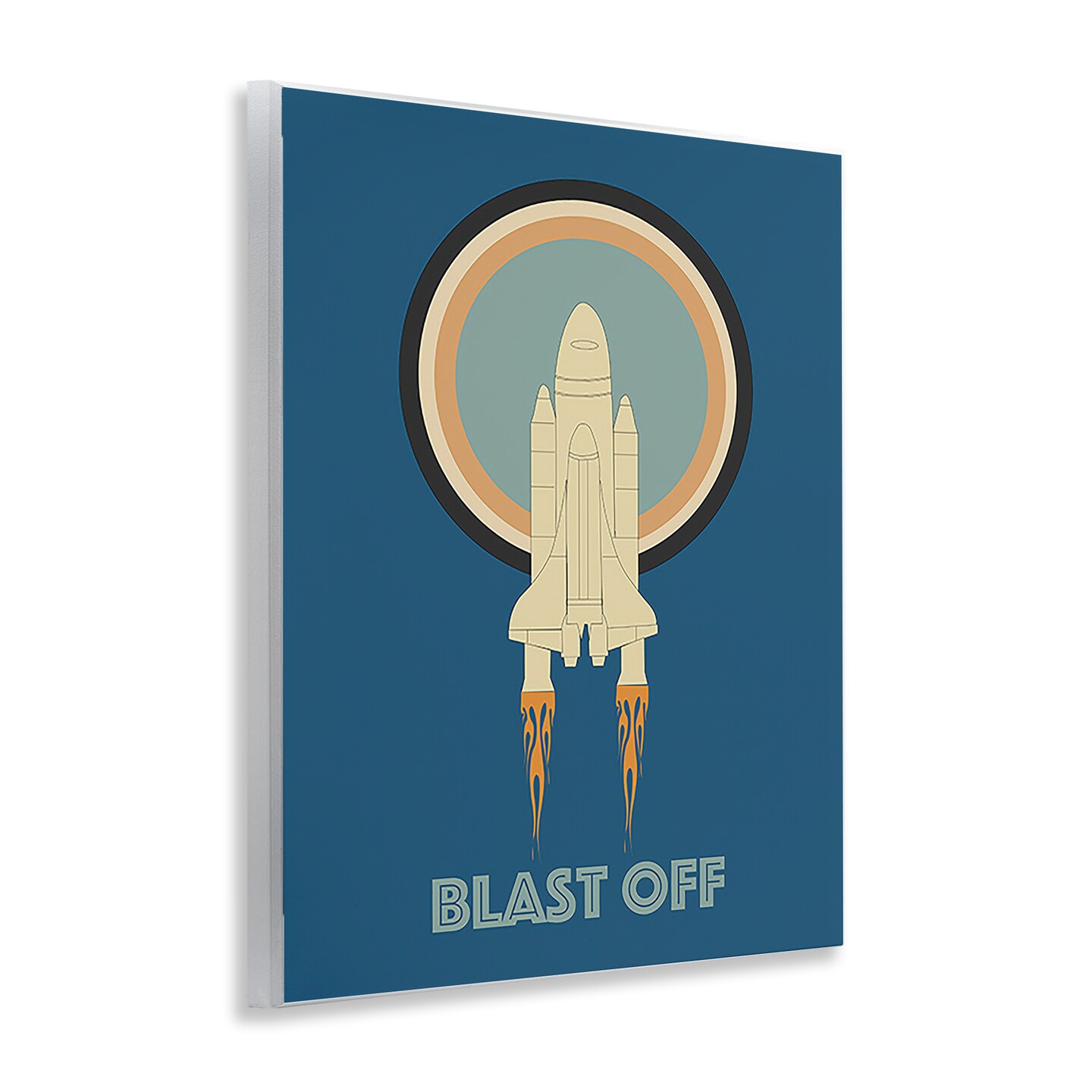 Stupell Industries Blast Off Vintage Rocket Wall Plaque Art Design by Ashley Singleton