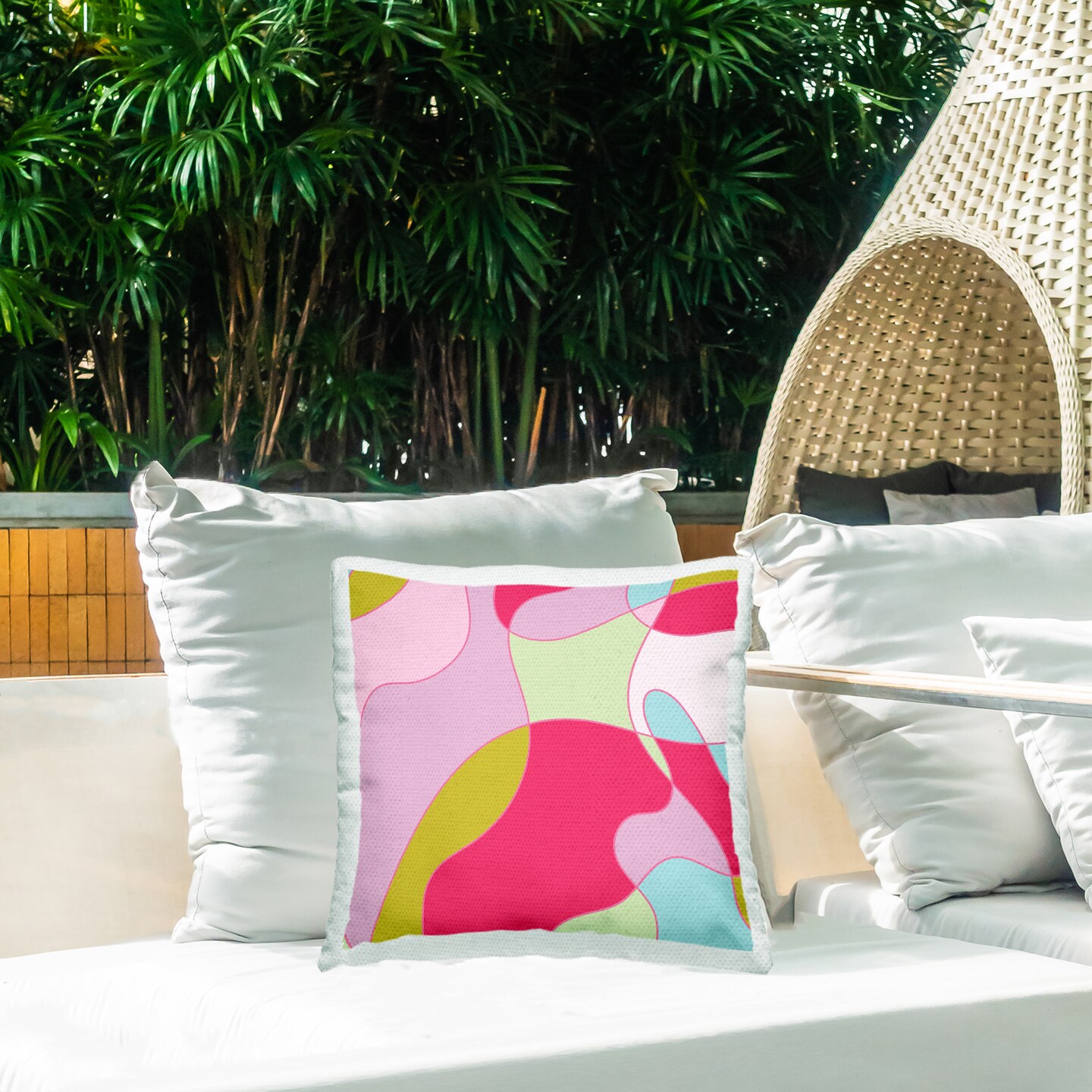Curved Shapes Pattern Design by Lil&#x27; Rue Outdoor Printed Pillow 