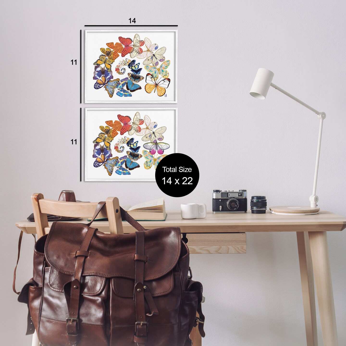 Stupell Industries Fly Away Butterfly Spirals 2 pc Framed Giclee Wall Art Set Design by Ann Jasperson