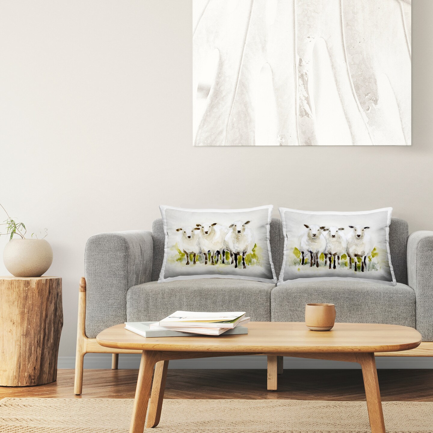 Charming Farmhouse Sheep Design by Victoria Barnes Throw Pillow (Set of 2)