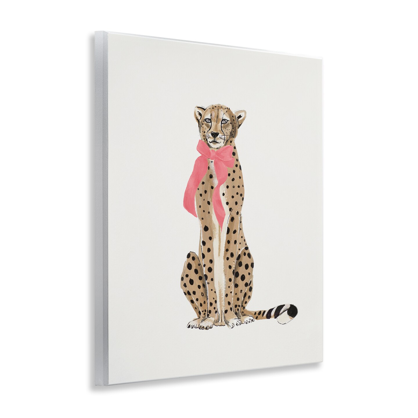 Stupell Industries Trendy Cheetah with Ribbon Wall Plaque Art Design by Patricia Pinto