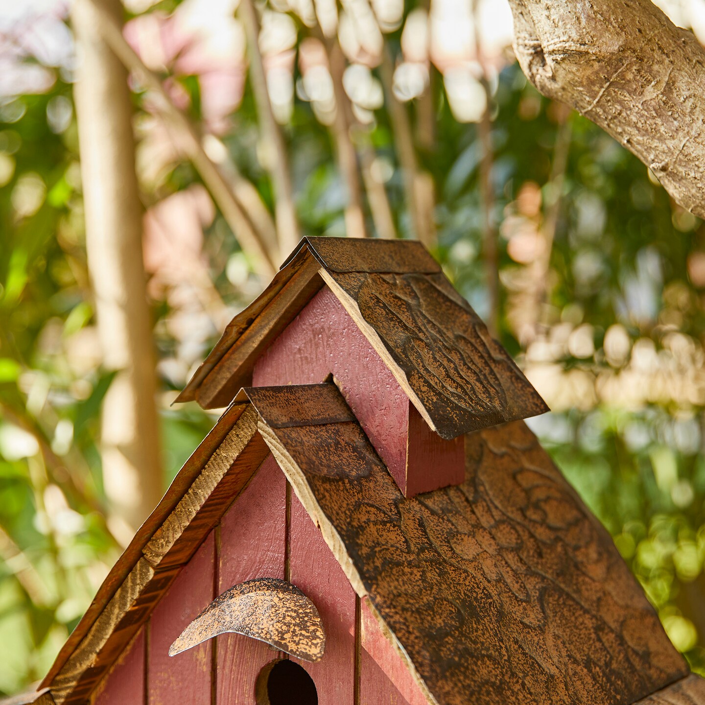 Set of 2 20.75"L Oversized Washed Red Distressed Solid Wood Barn Decorative Outdoor Garden Birdhouse