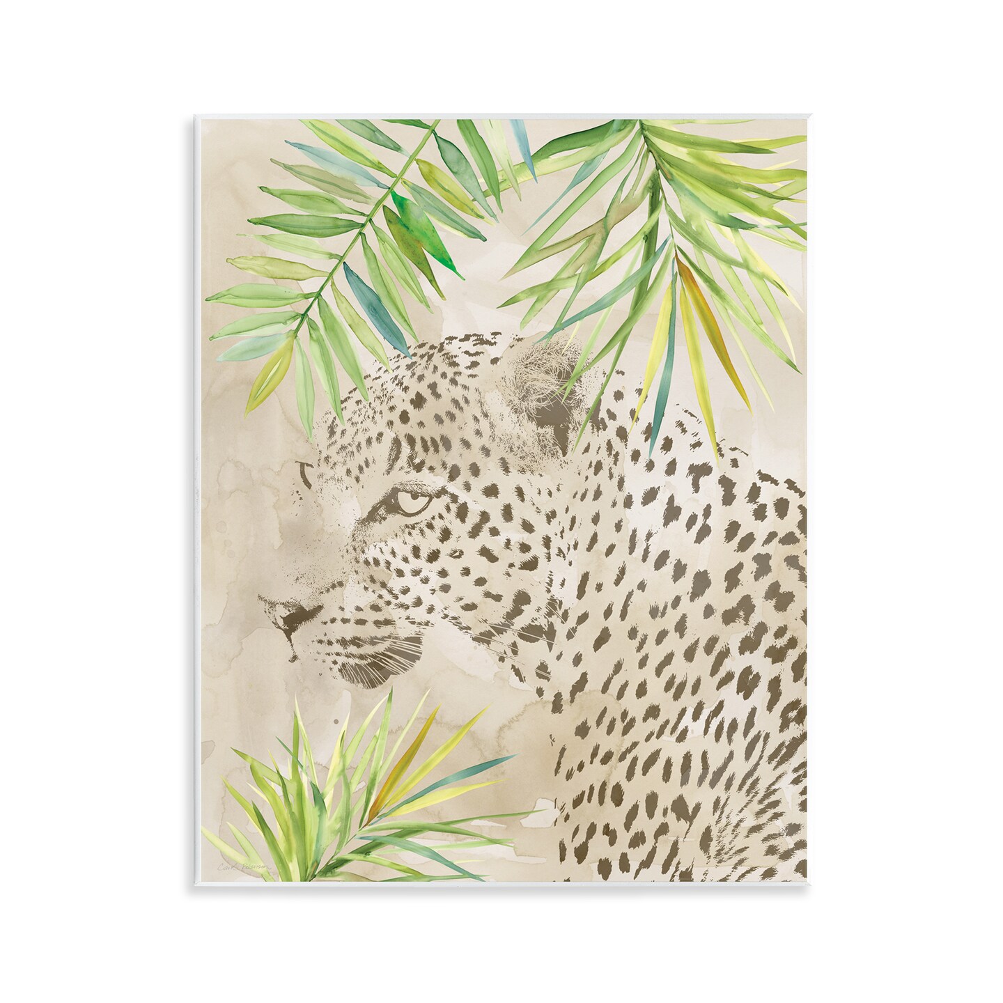 Stupell Industries Leopard Impression & Palms Wall Plaque Art Design by Carol Robinson