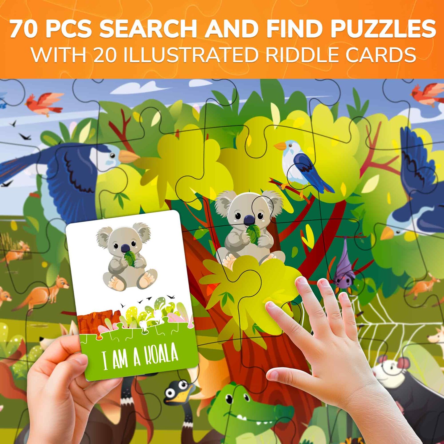 70 Pcs Search and Find Riddle Puzzles with Cards for Kids | Australia
