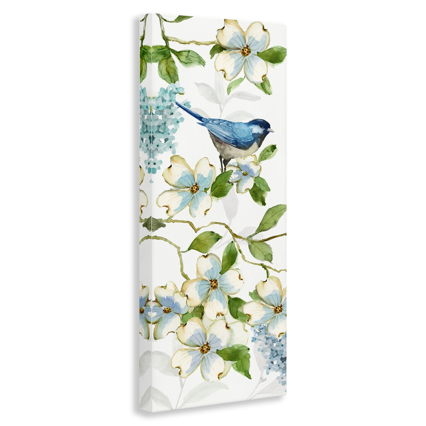 Stupell Industries Bird Perched on Dogwood Canvas Wall Art Design by Nan