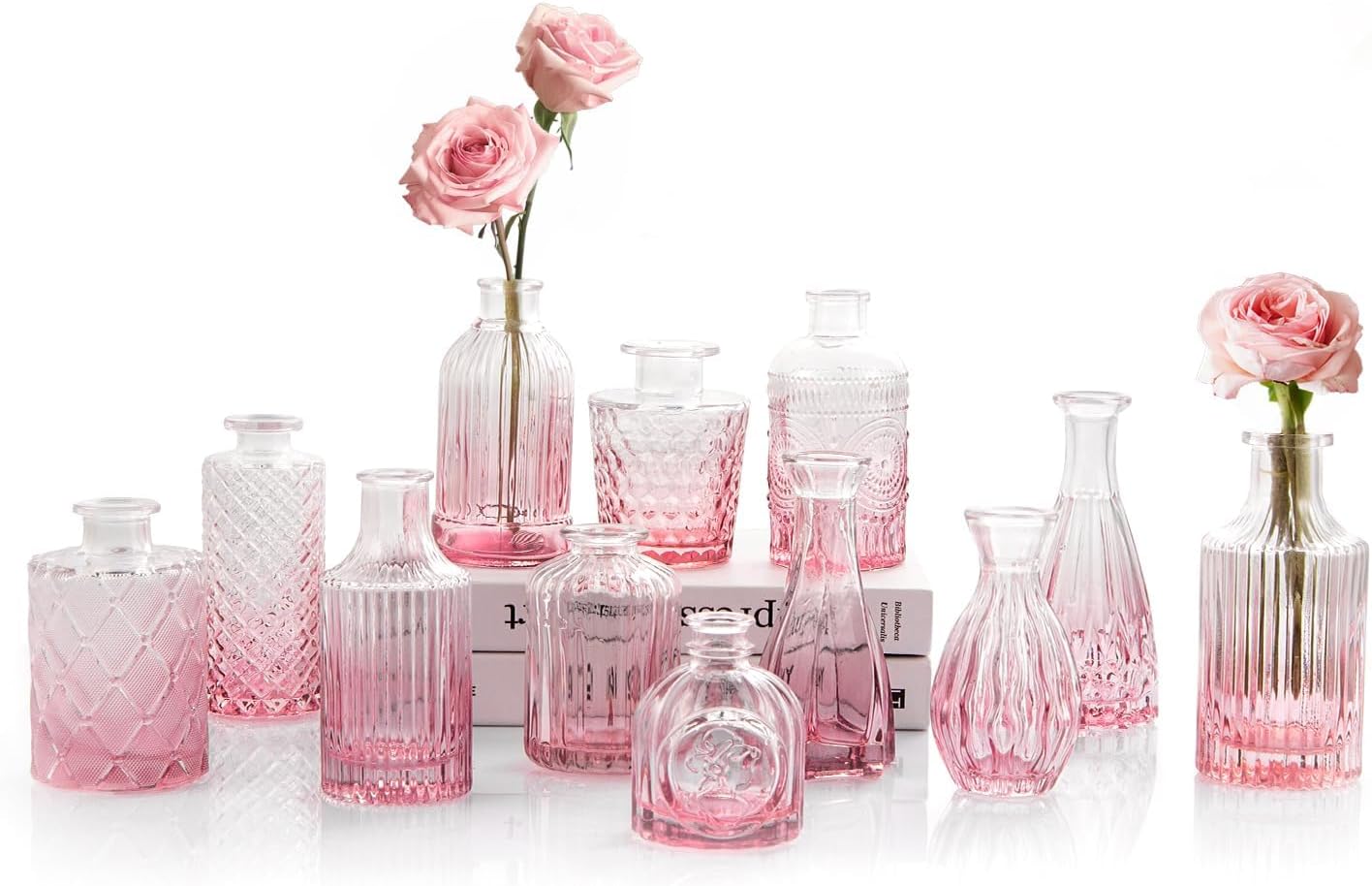 12pcs Glass Bud Vases Set - Mini Vintage Vases for Flowers