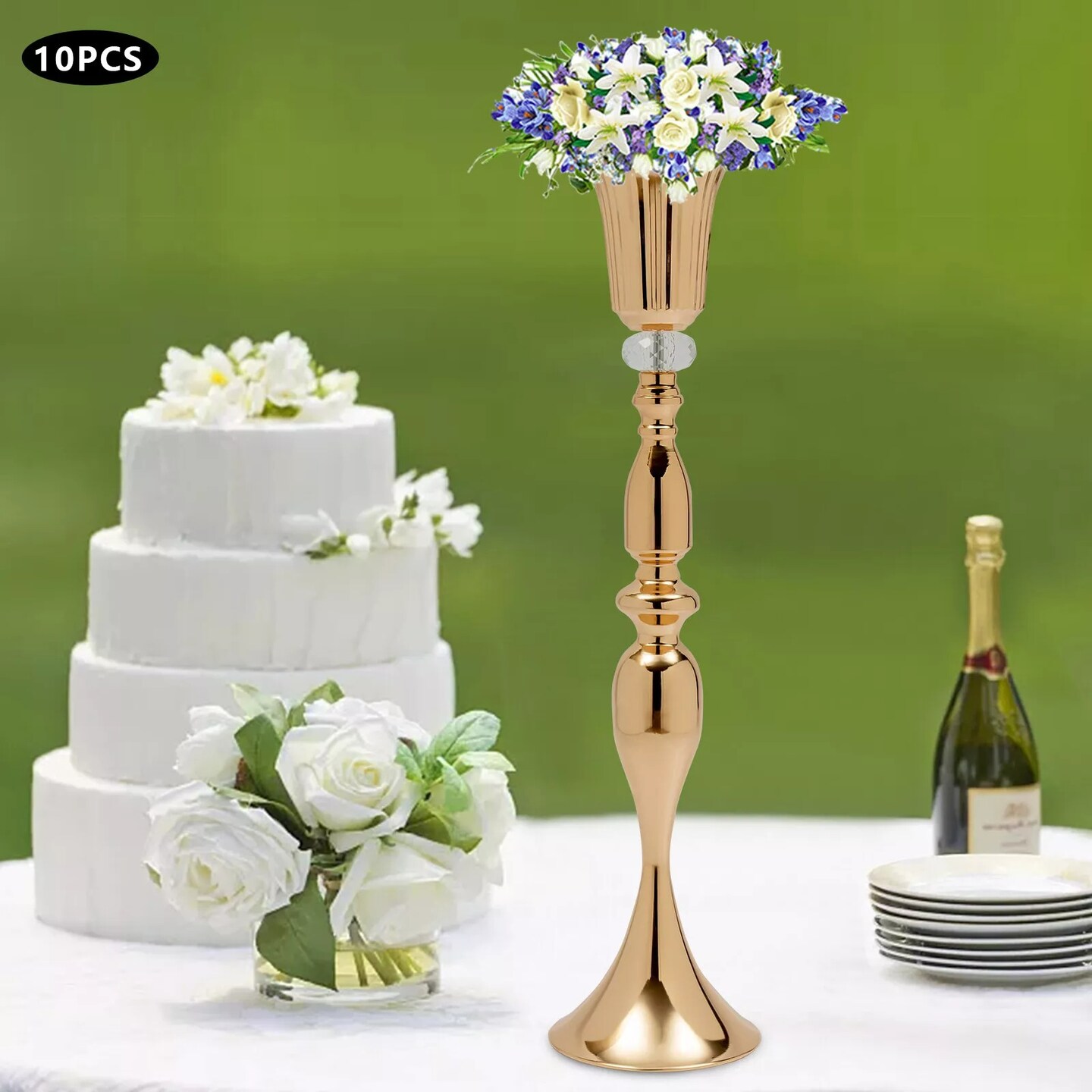 10 Gold Wedding Centerpieces Flower Vase Candle Holder Table Retro Home Decor