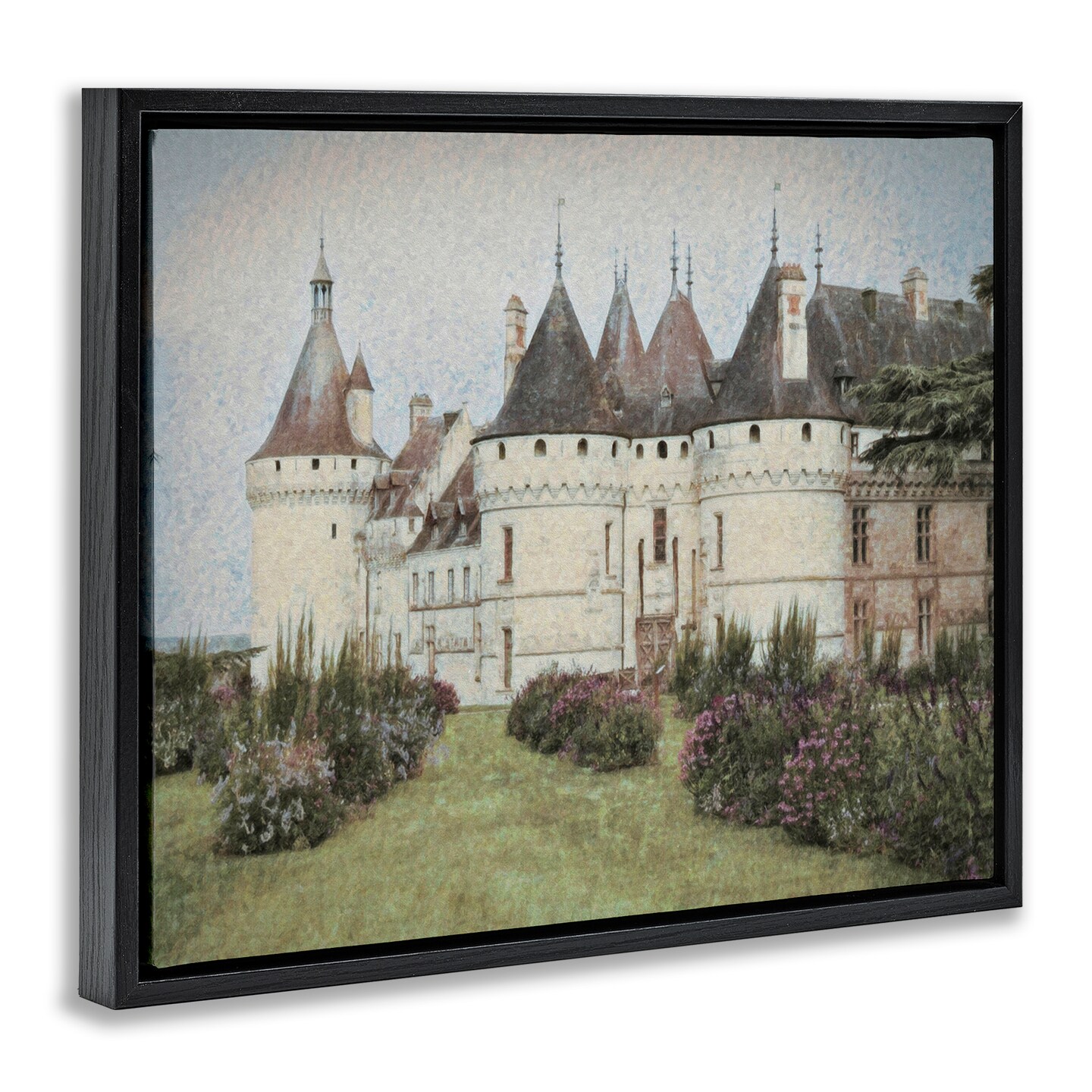 Stupell Industries French Castle Landmark Framed Floater Canvas Wall Art Design by Graffi*tee Studios