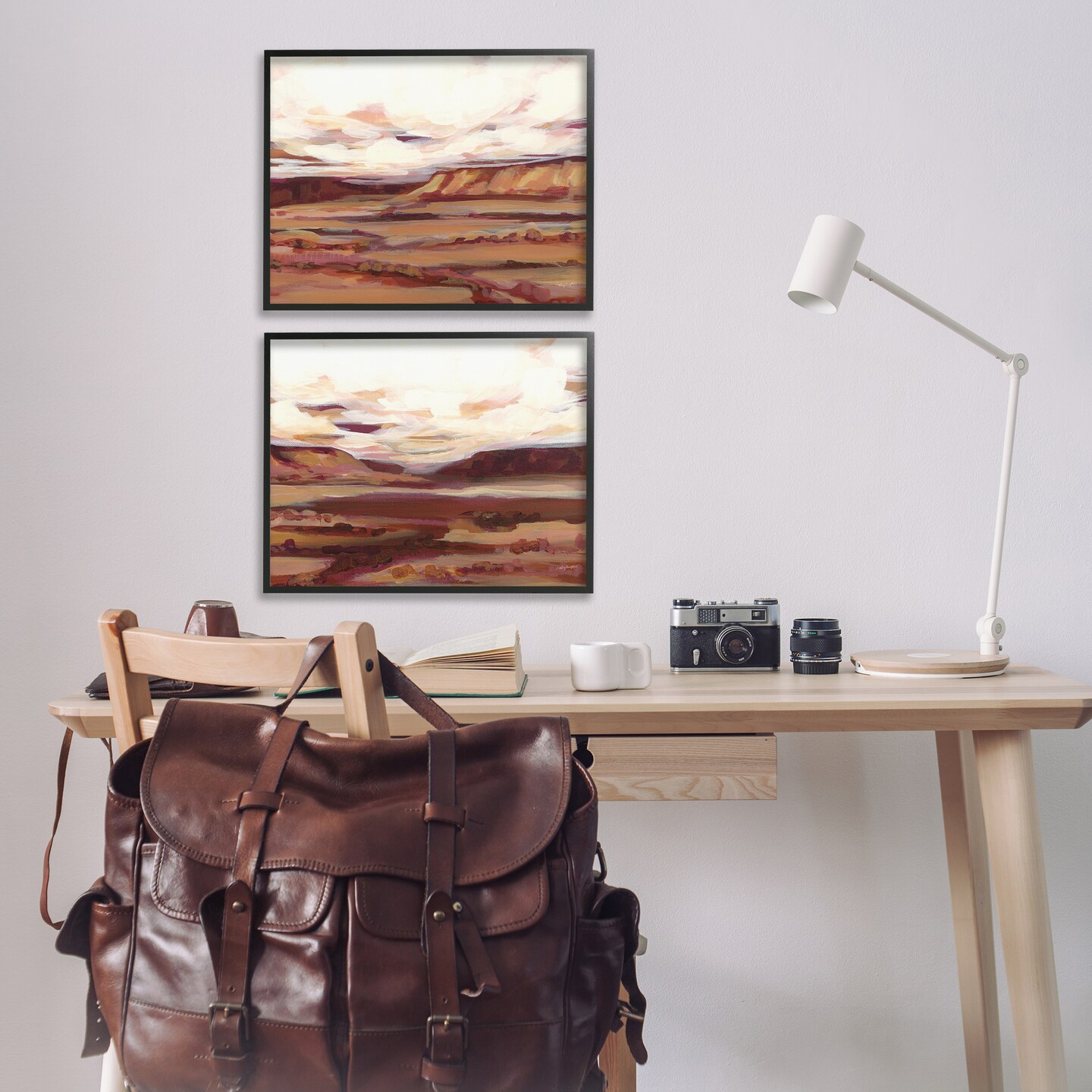 Stupell Industries Mauve Mesa Abstract Landscape 2 pc Framed Giclee Wall Art Set Design by Haley Knighten