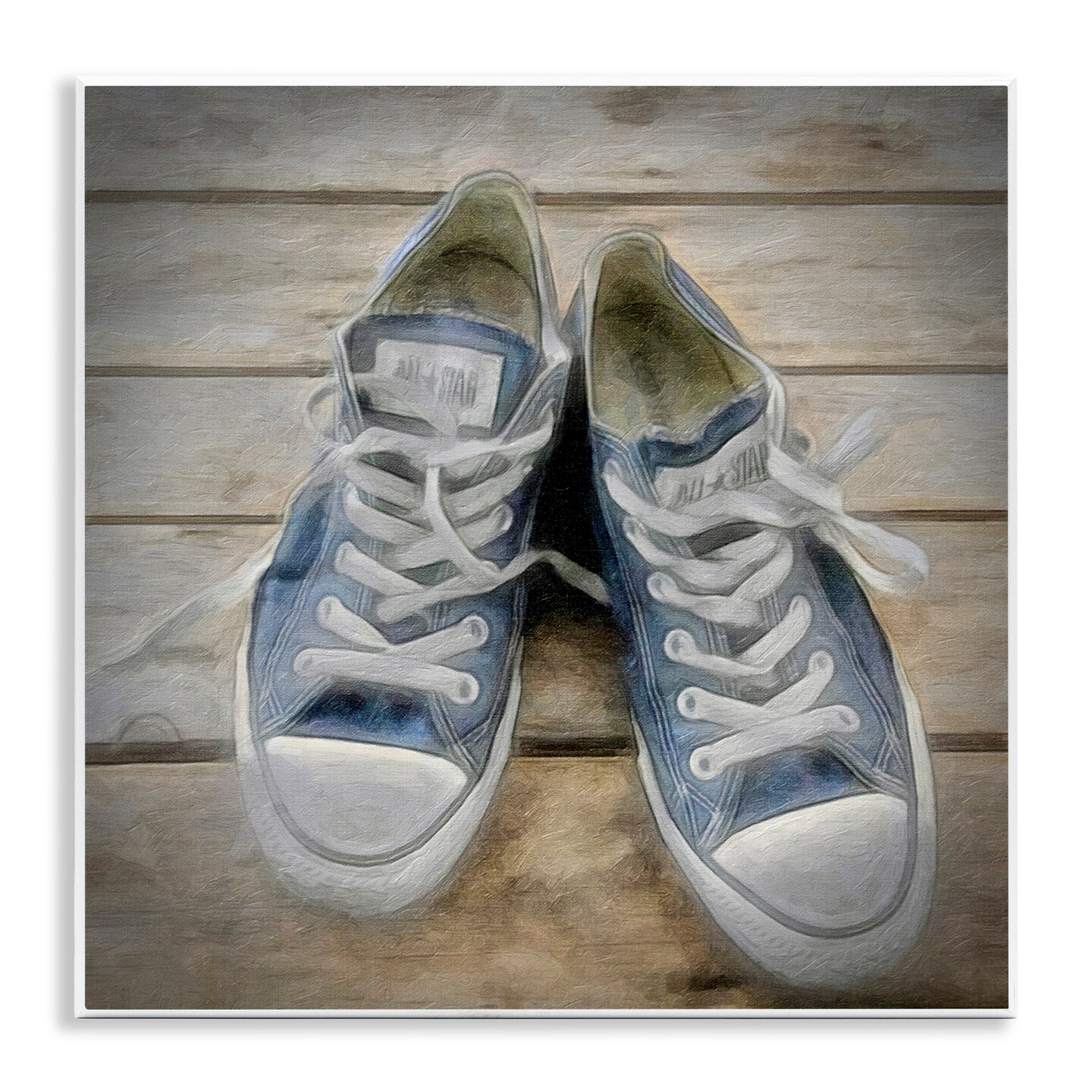 Stupell Industries Denim Blue Classic Sneakers Wall Plaque Art Design by Graffi*tee Studios