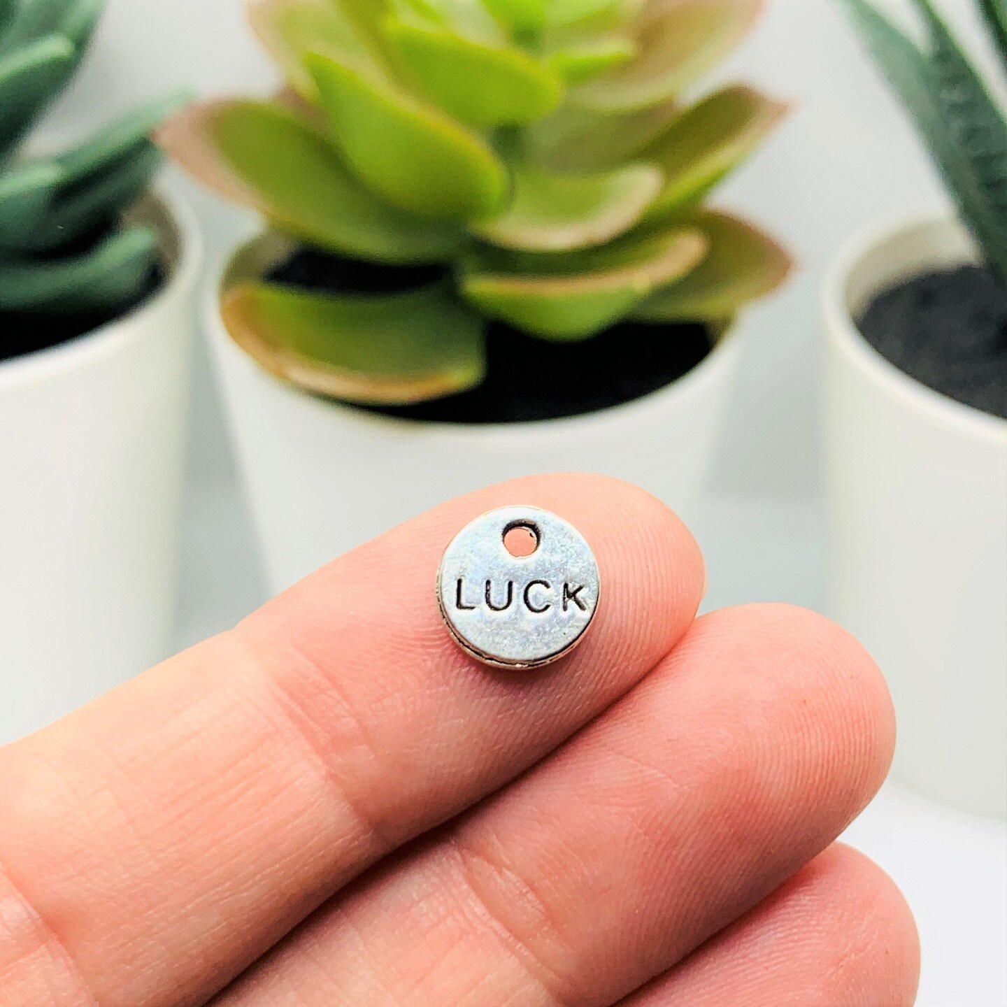 4, 20 or 50 Pieces: Small Silver Irish Luck Charms - Double Sided