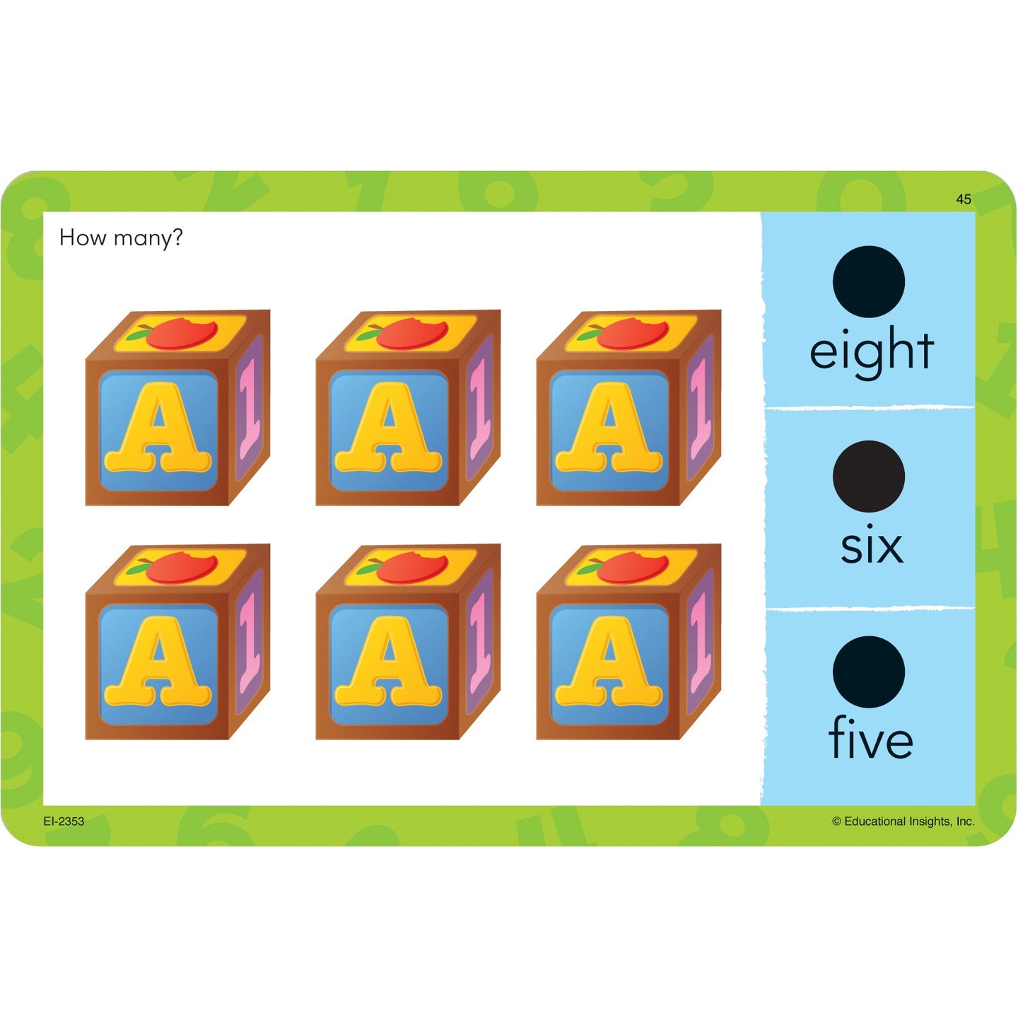 Numbers &#x26; Counting Hot Dots&#xAE; Jr. Card Set, 72 Per Set