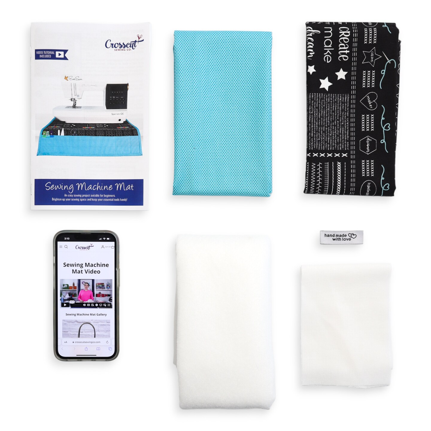 Crosscut Sewing Co.&#xAE; Sewing Machine Mat Sewing Project Kit for Beginners with Fabric, Instructions and Video