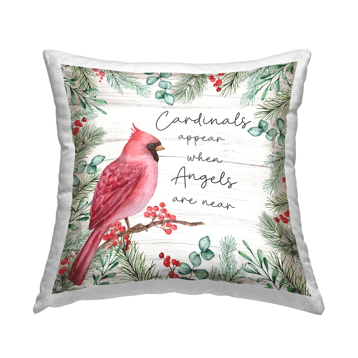 Cardinals & Angels Phrase Design by Nicole DeCamp Throw Pillow