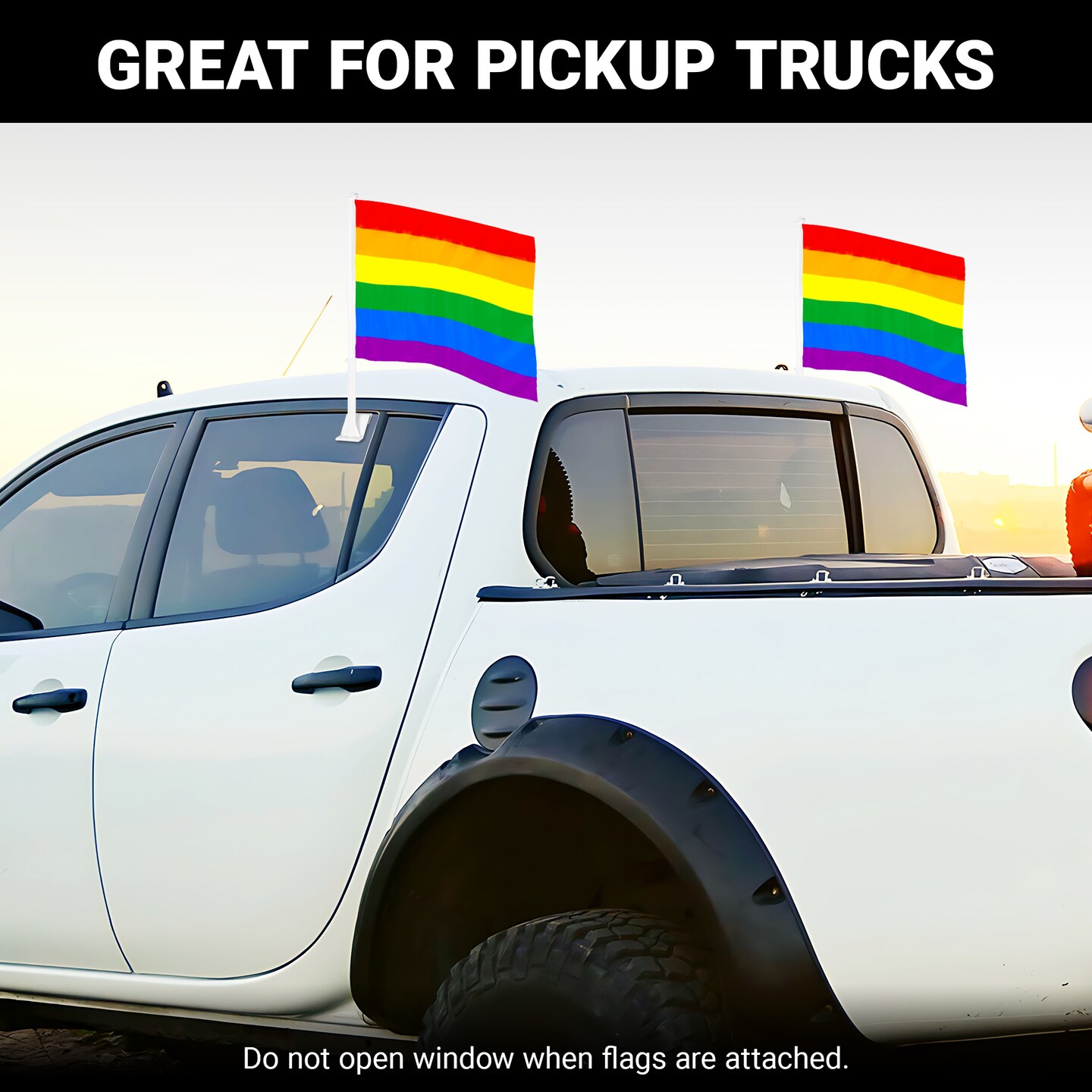 G128 2 Pack: LGBT Rainbow Pride Car Flag | 11x17 In | Double LiteWeave Pro Series Double Sided Printed 150D Polyester | Flagpole Included | Perfect for Festival Celebrations, Parades