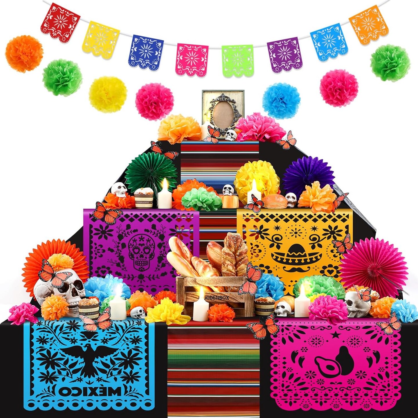 82 Pcs Day of the Dead Altar Decoration Kit (Multicolor)
