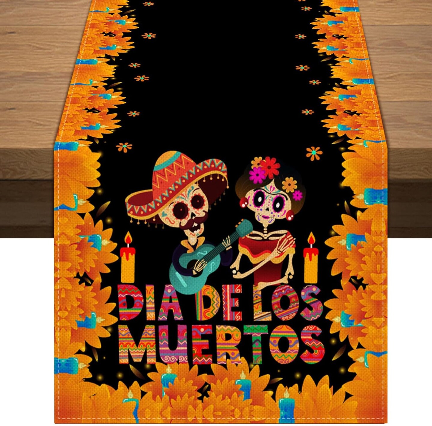 Mexican Day of The Dead Table Runner (Multi-color)
