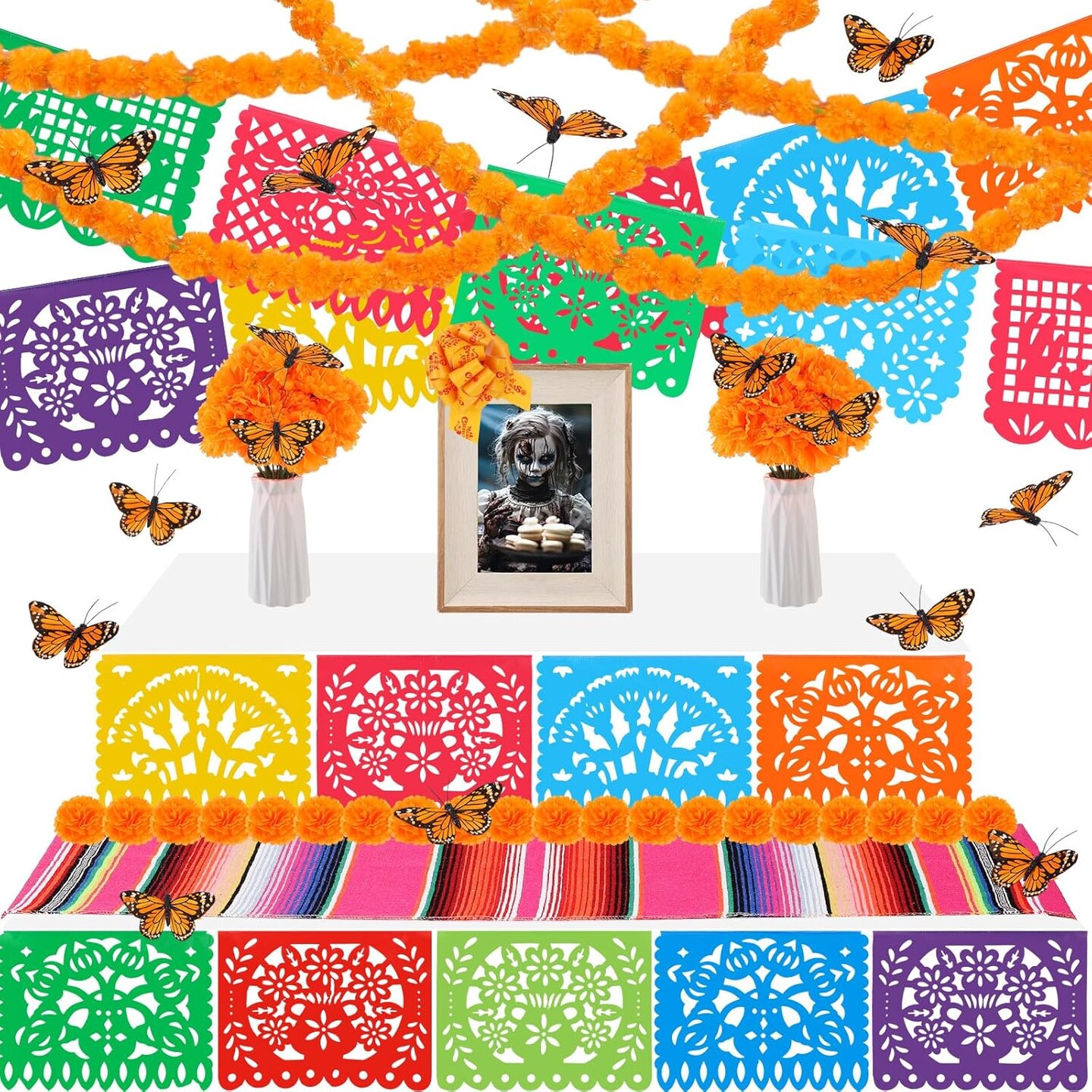 20 Pcs Dia De Los Muertos Ofrendas Altar Classic Kit (Orange)