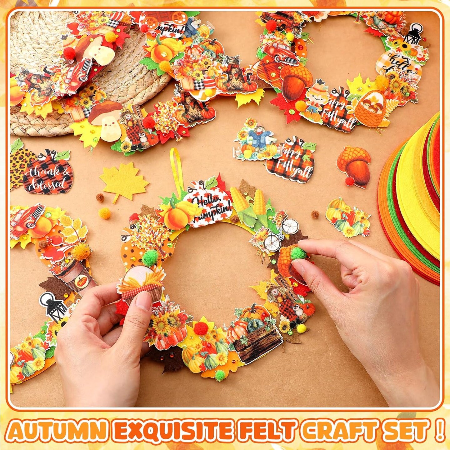 470 Pcs Fall Thanksgiving Craft Kits Fall DIY Wreath Craft Kit