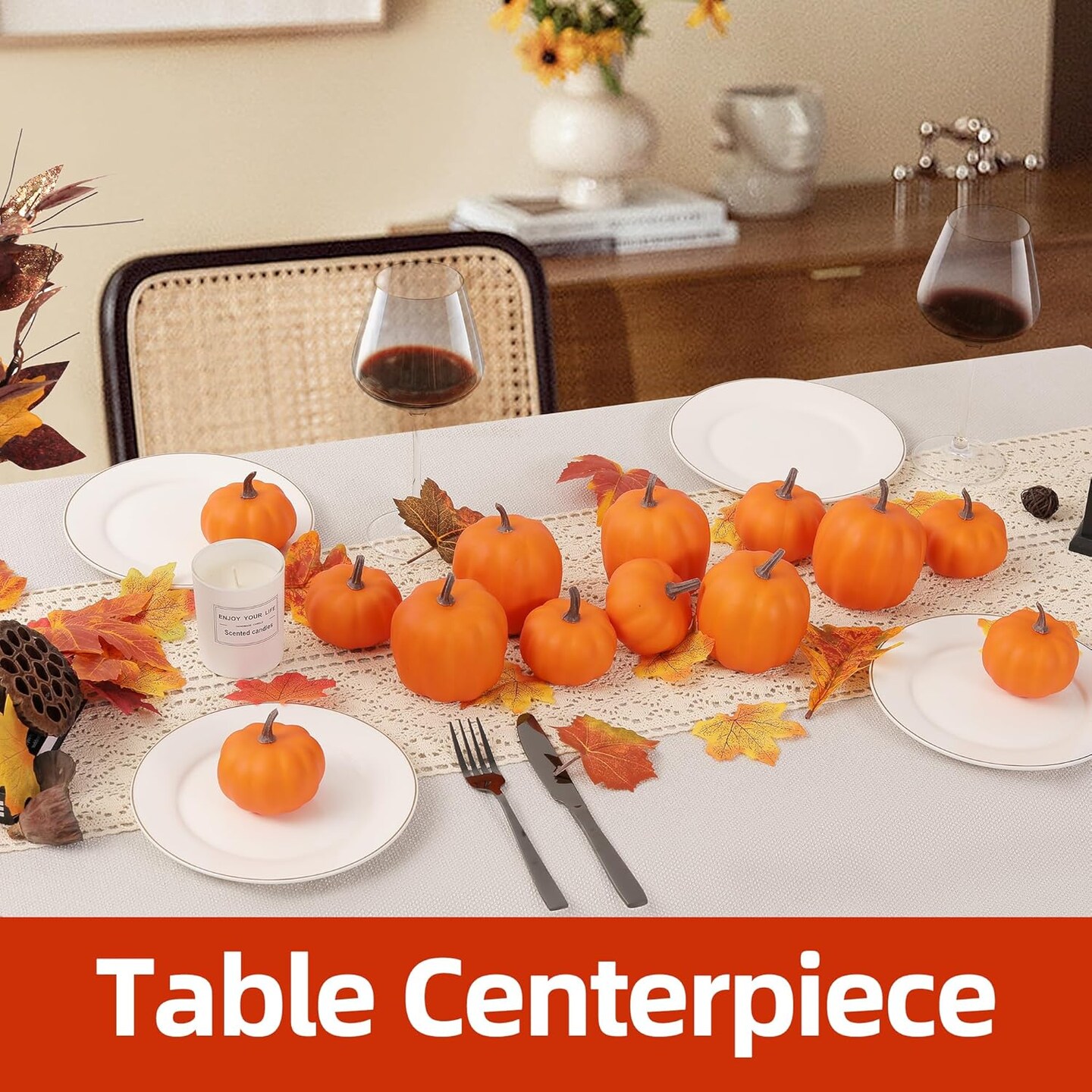 Orange Artificial Pumpkins 8 PCS