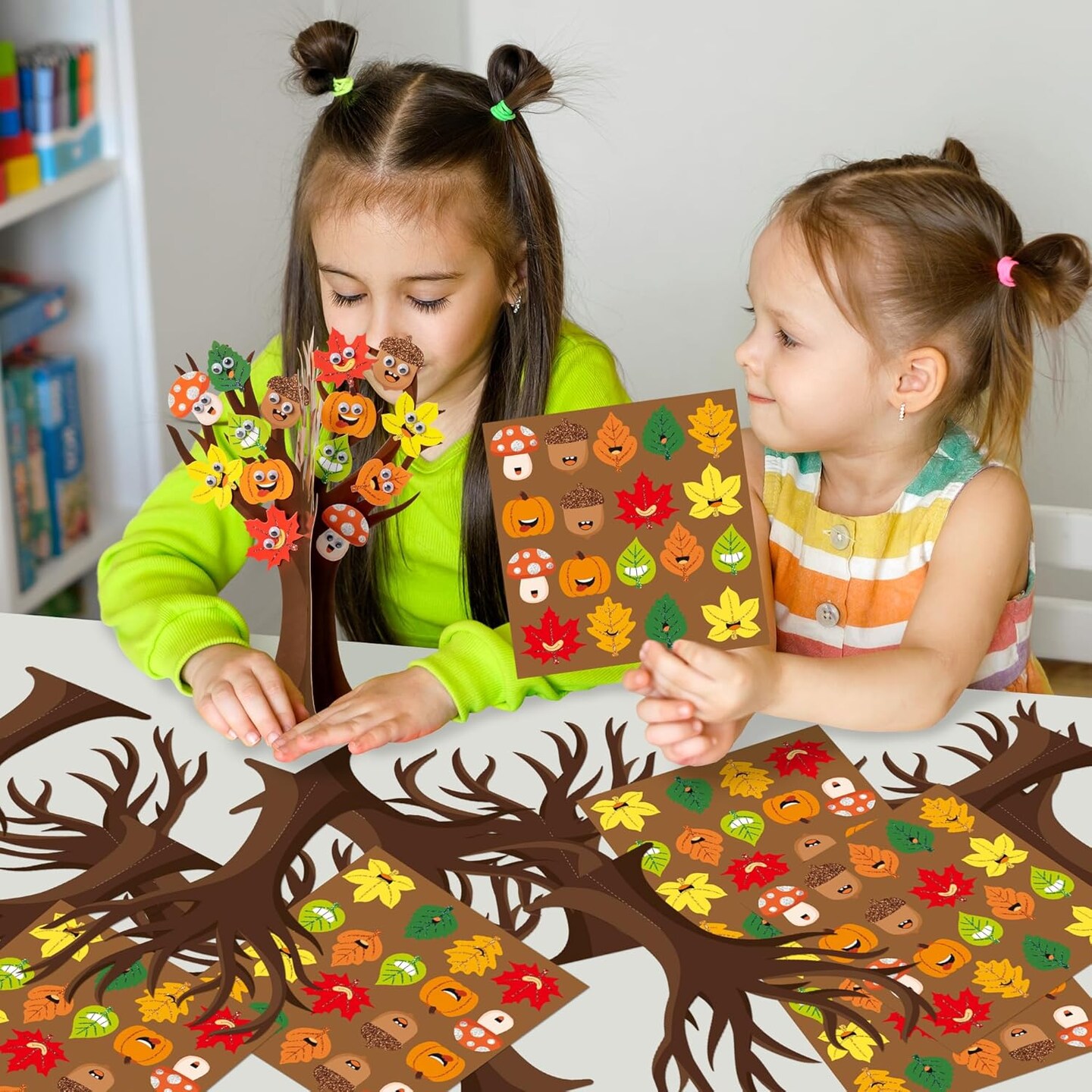 16Pcs Autumn Cartoon Maple Leaves-Fall Leaves Tree Craft Kits