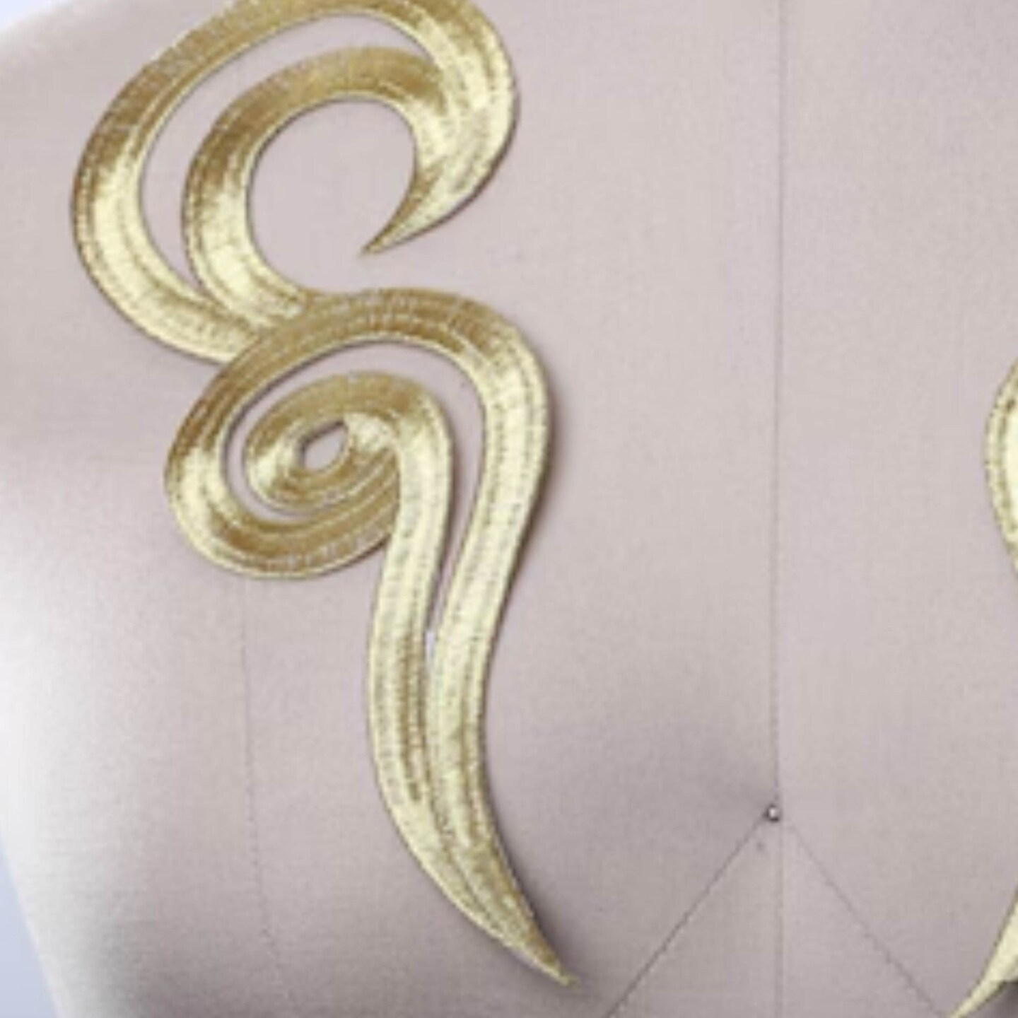 Gold Swirl Applique Pair Iron On 7 x 2.75 Inch Embroidery Patch