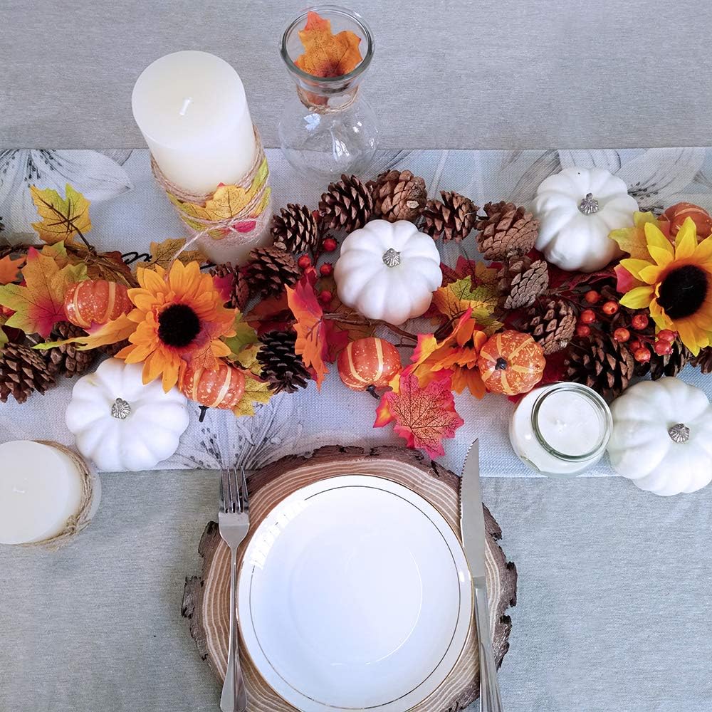 8 Pcs White Mini Artificial Pumpkins