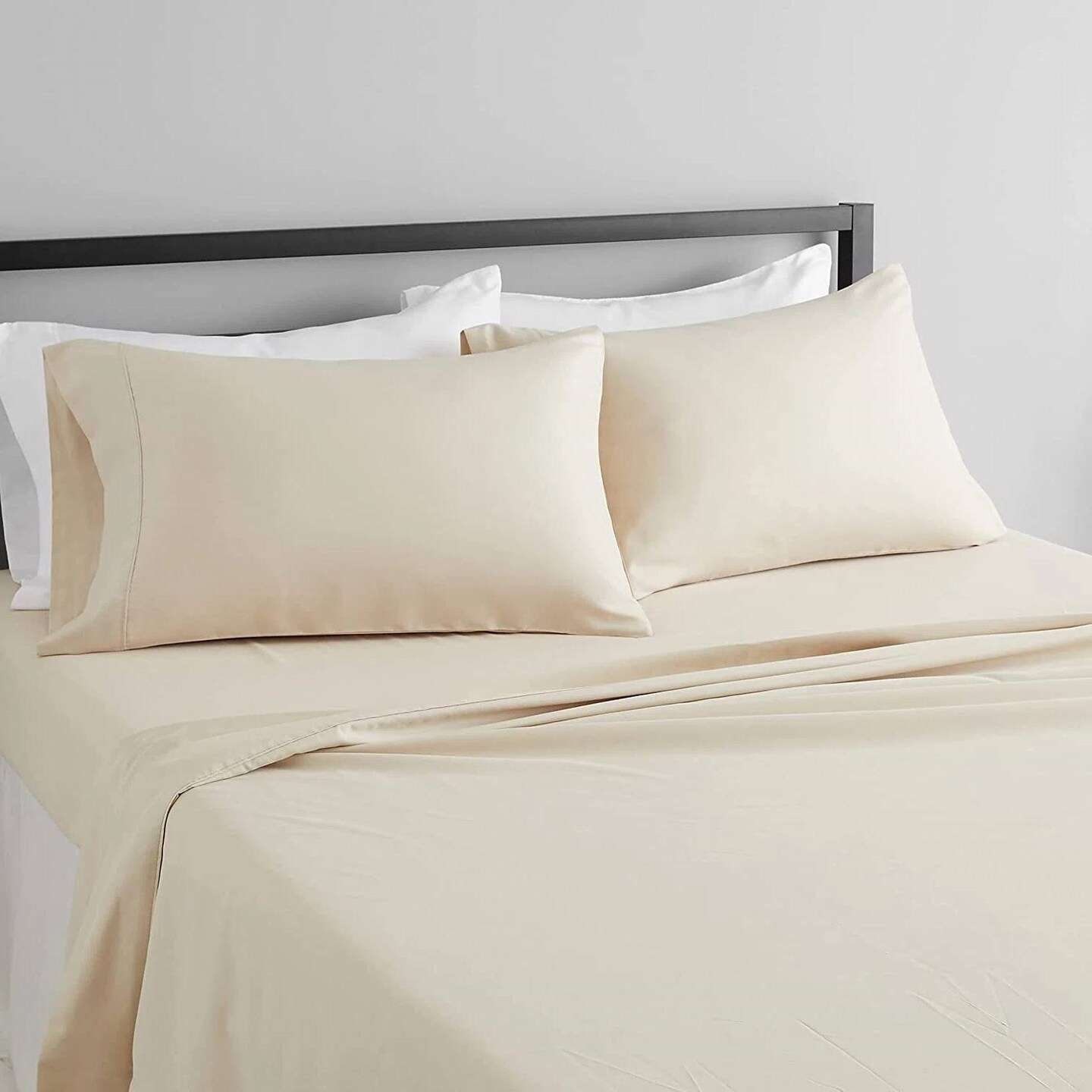 Ivory 1000 Thread Count Cotton Sheet Set Sateen Weave Deep Pocket Fitted Sheets Included