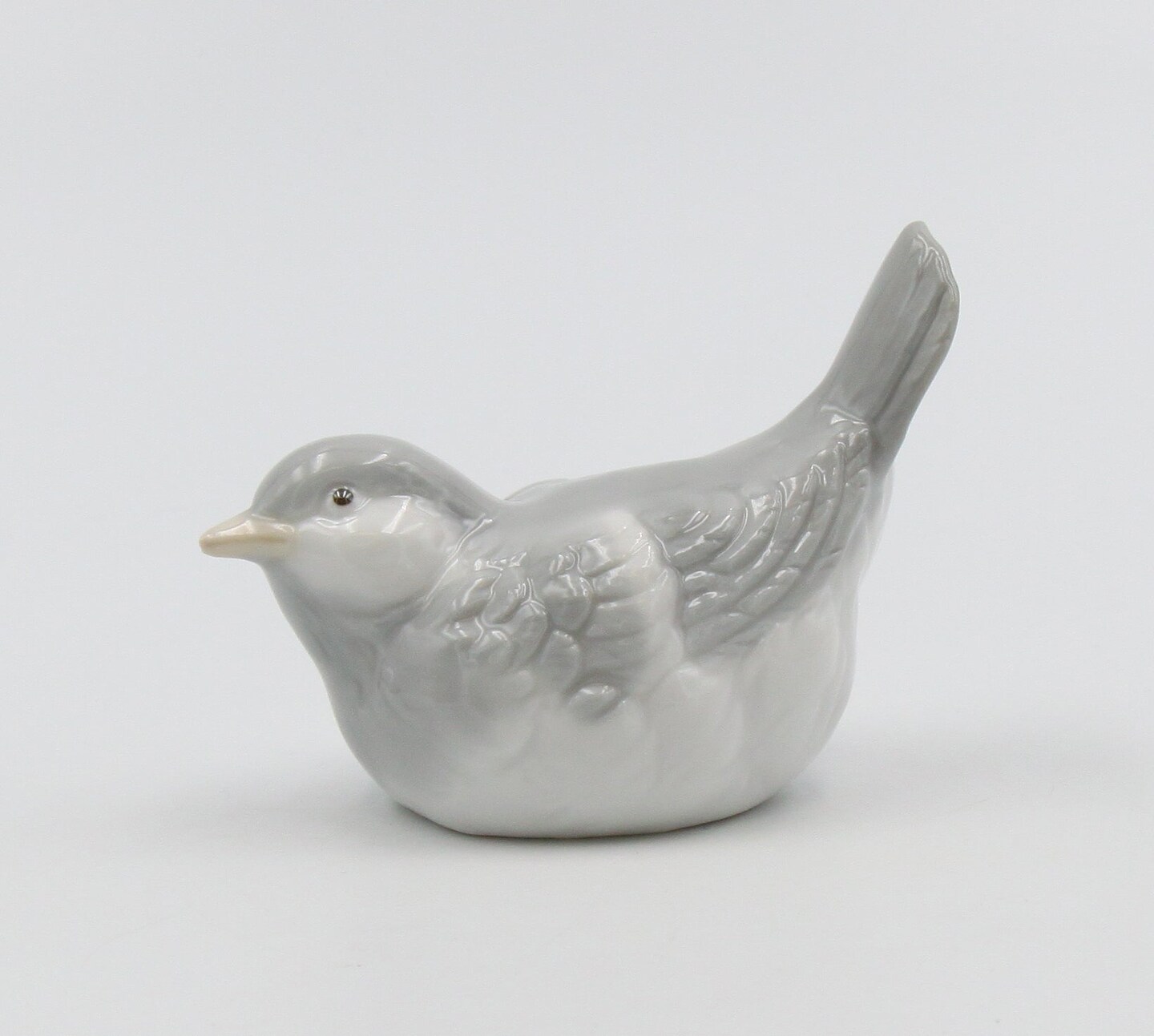 Ceramic Wings Closed Gray Bird Figurine, Gift for Birdwatcher, Gift for Her, Gift for Mom, Home Decor