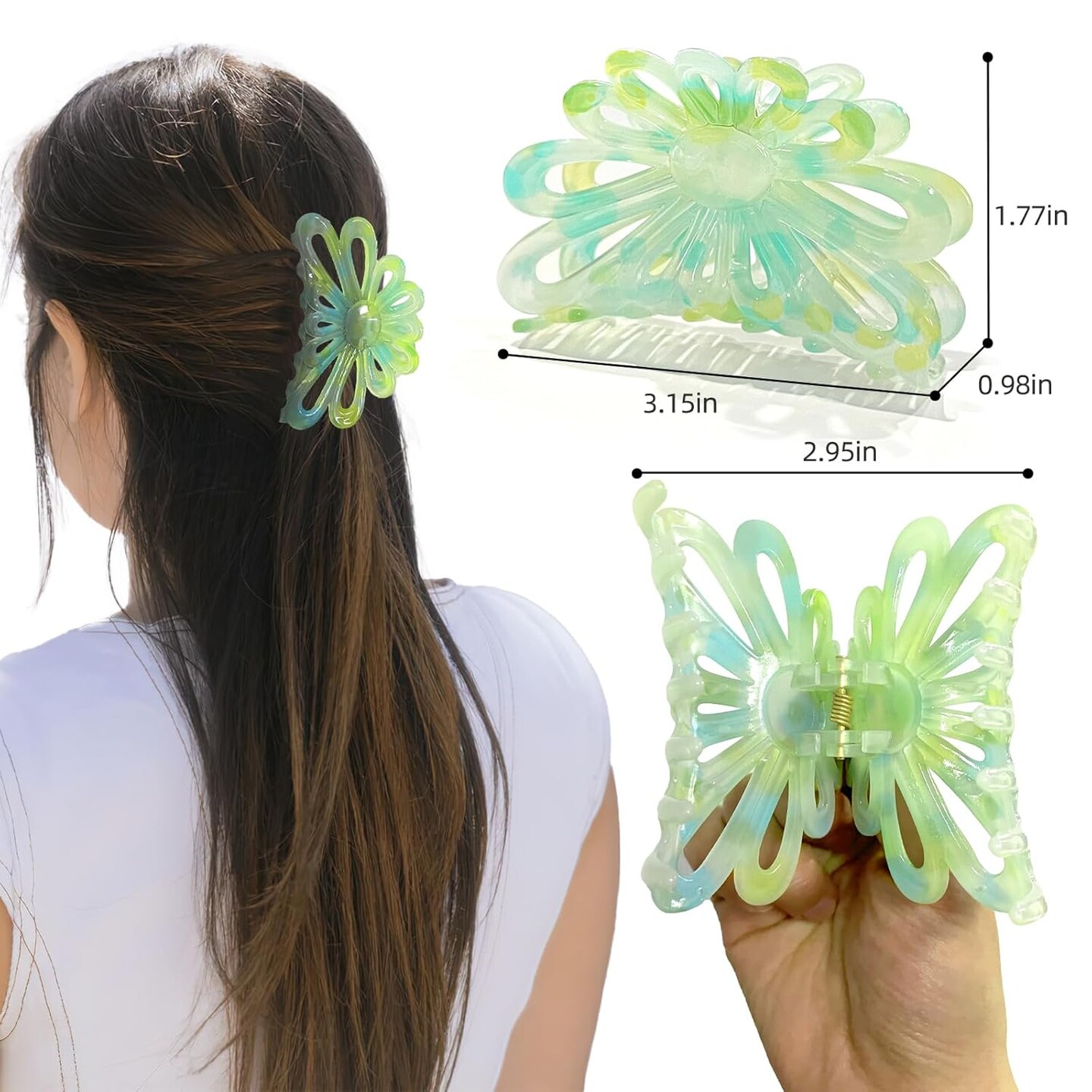 3PCS Flower Hair Claw Clips for Women/Girls (A-colorful)