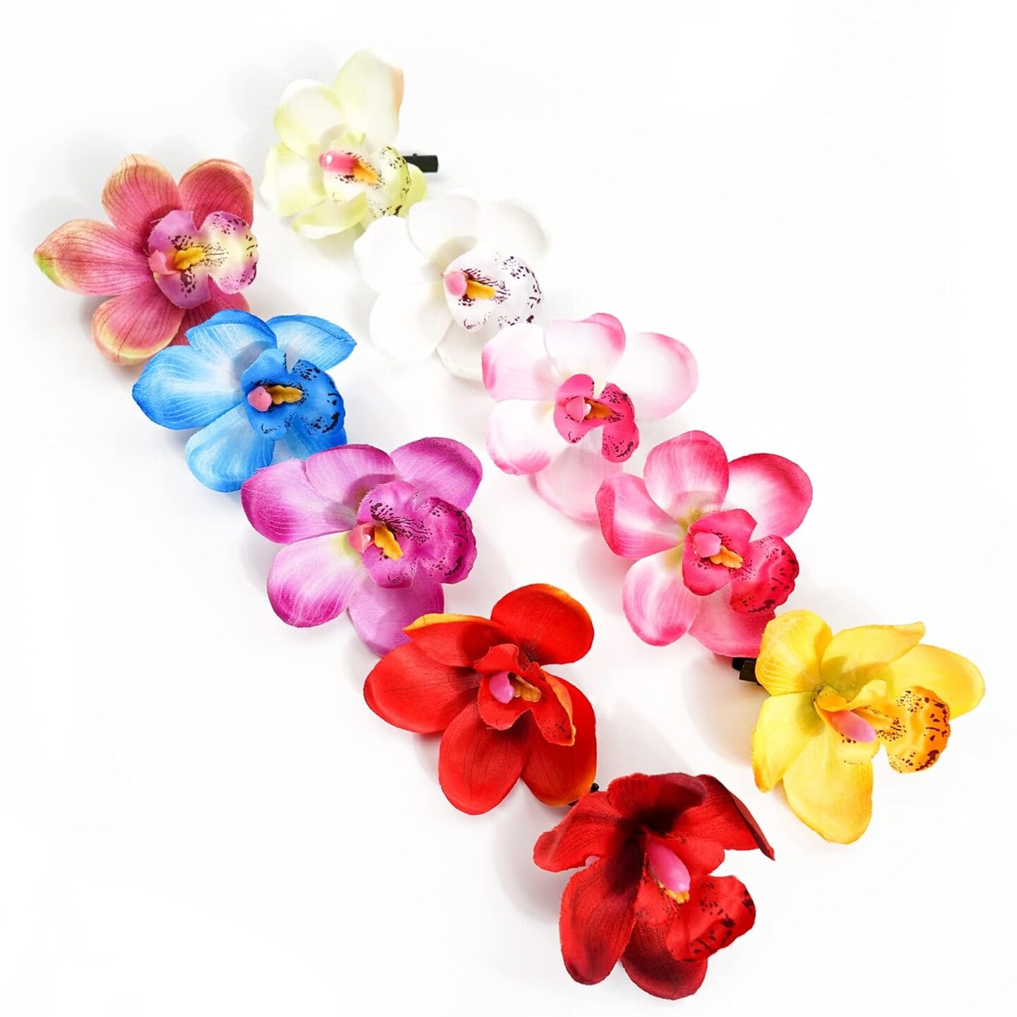 20PCS Flower Hair Clips 3inch Butterfly Orchid Floral Bows Alligator Clips