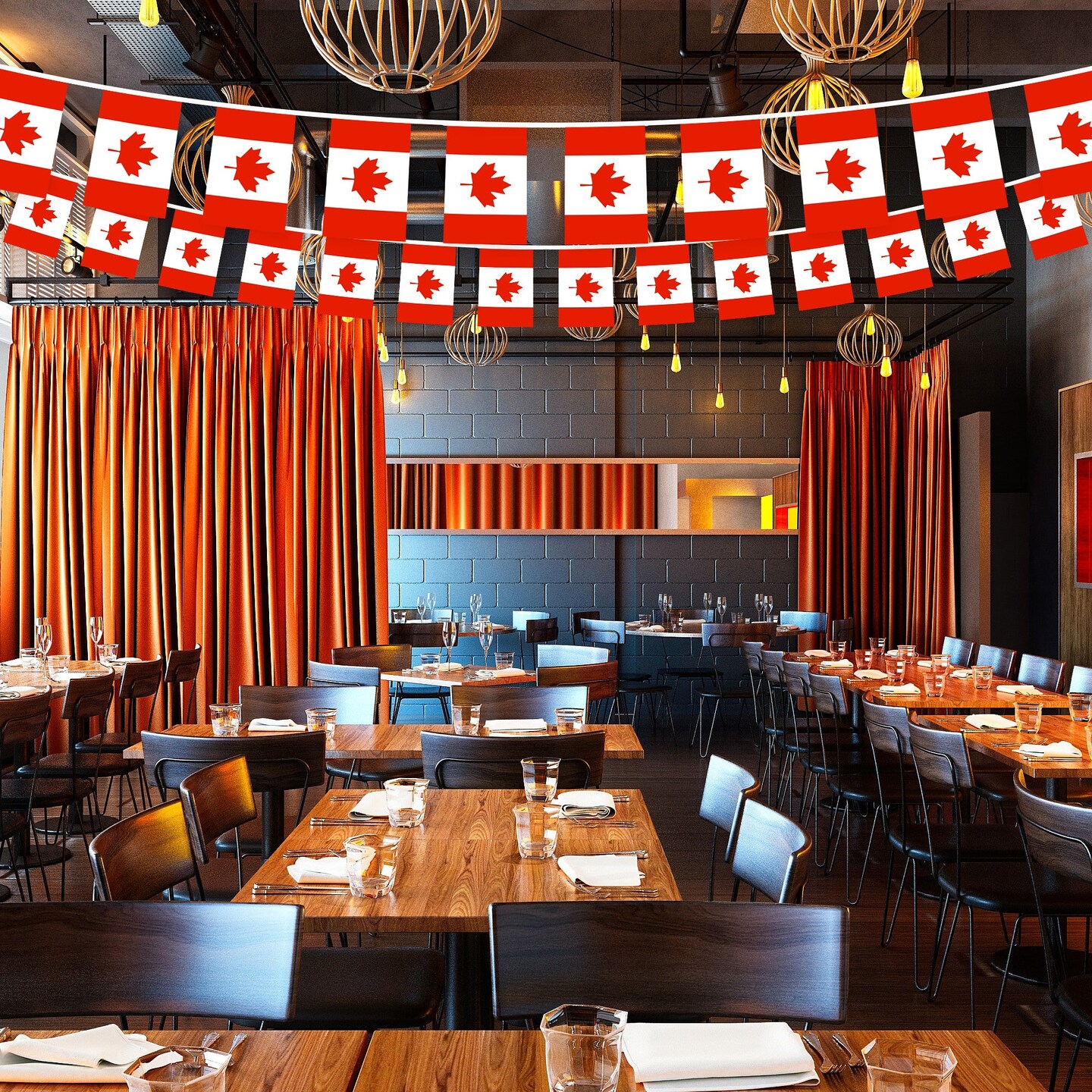 G128 Canada Canadian Bunting Banner | Flag 8.2 x 5.5 Inch, Full String 33 Feet | Printed 150D Polyester, Decorations For Bar, School, Festival Events Celebration